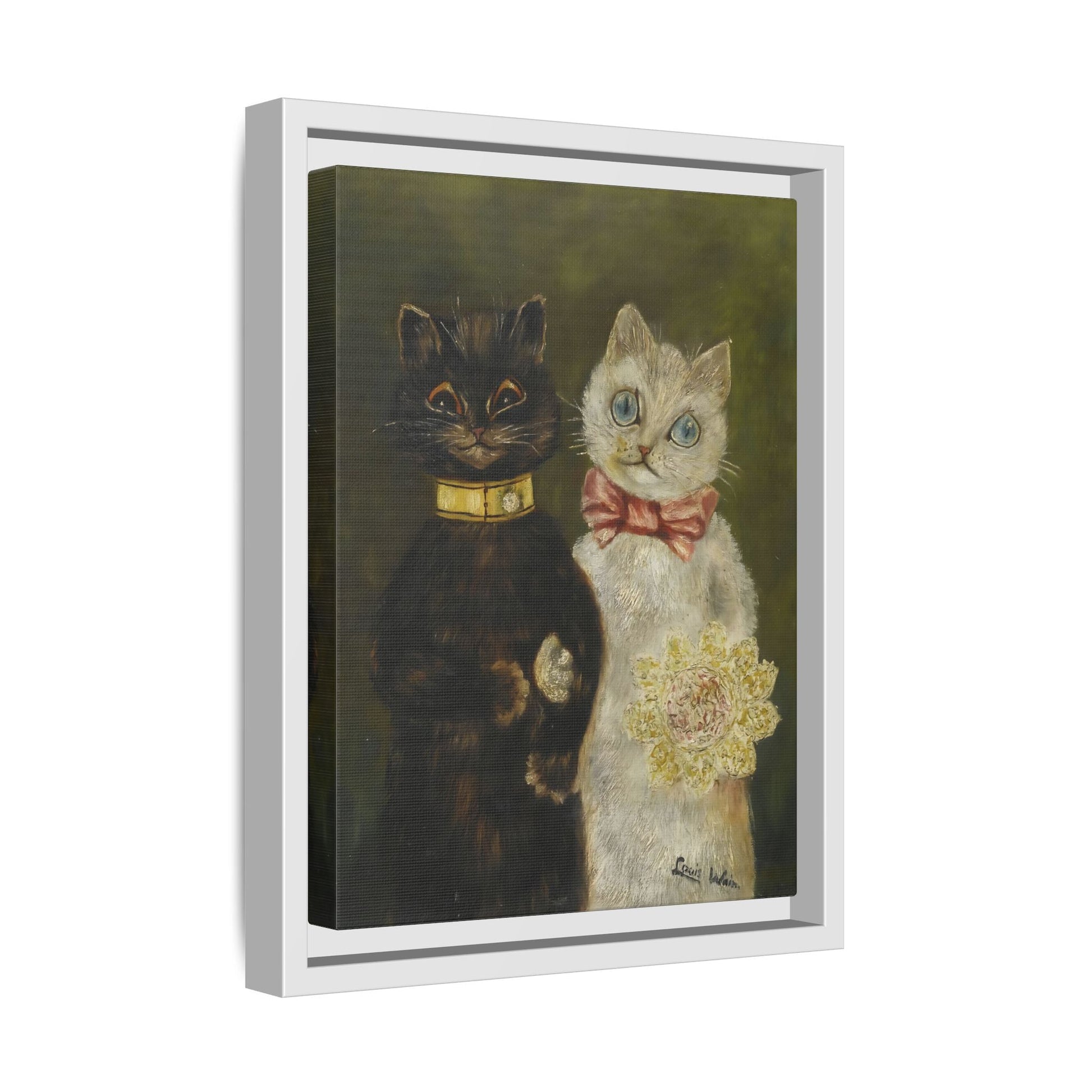 Louis Wain Funny Cats Canvas Art Print - Bride and Groom - YesArtYes