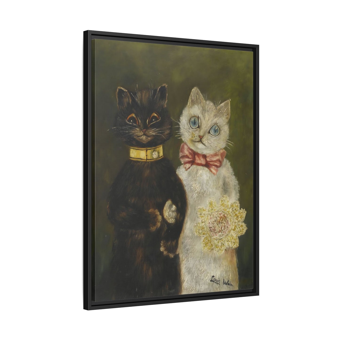 Louis Wain Funny Cats Canvas Art Print - Bride and Groom - YesArtYes