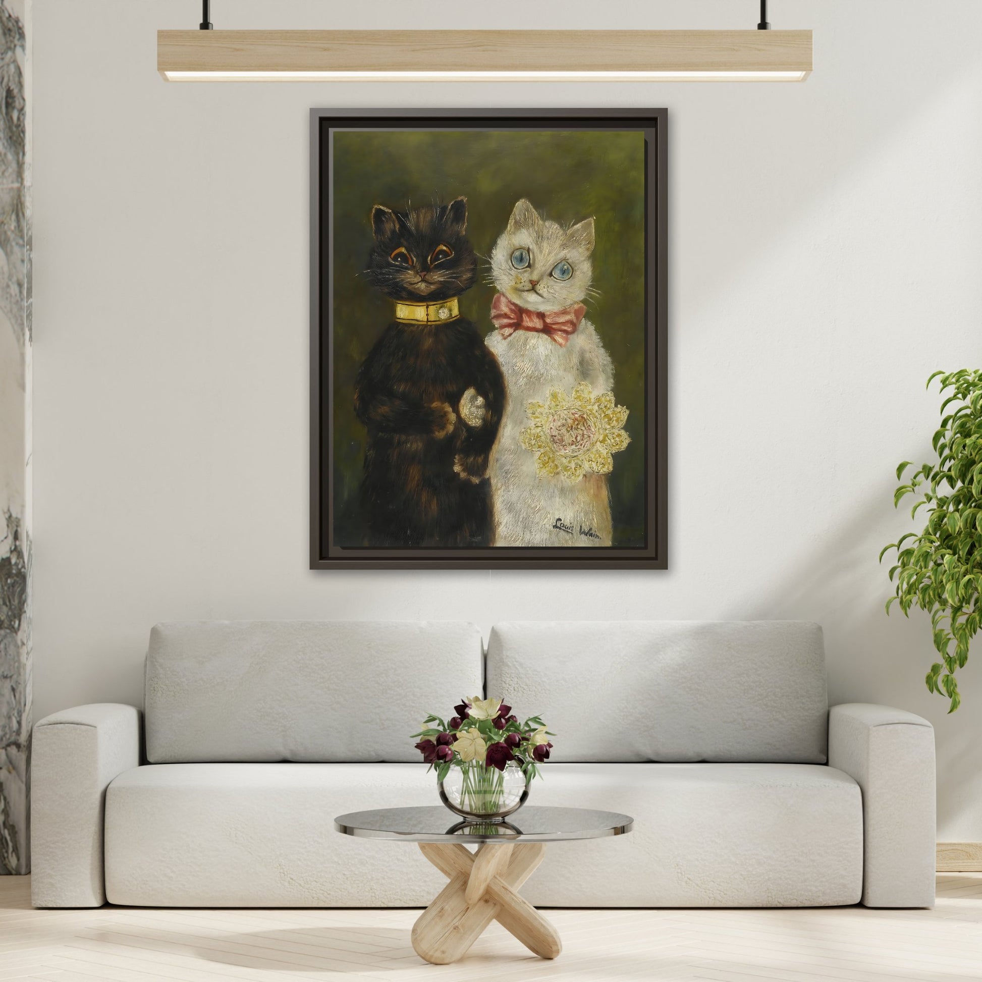 Louis Wain Funny Cats Canvas Art Print - Bride and Groom - YesArtYes