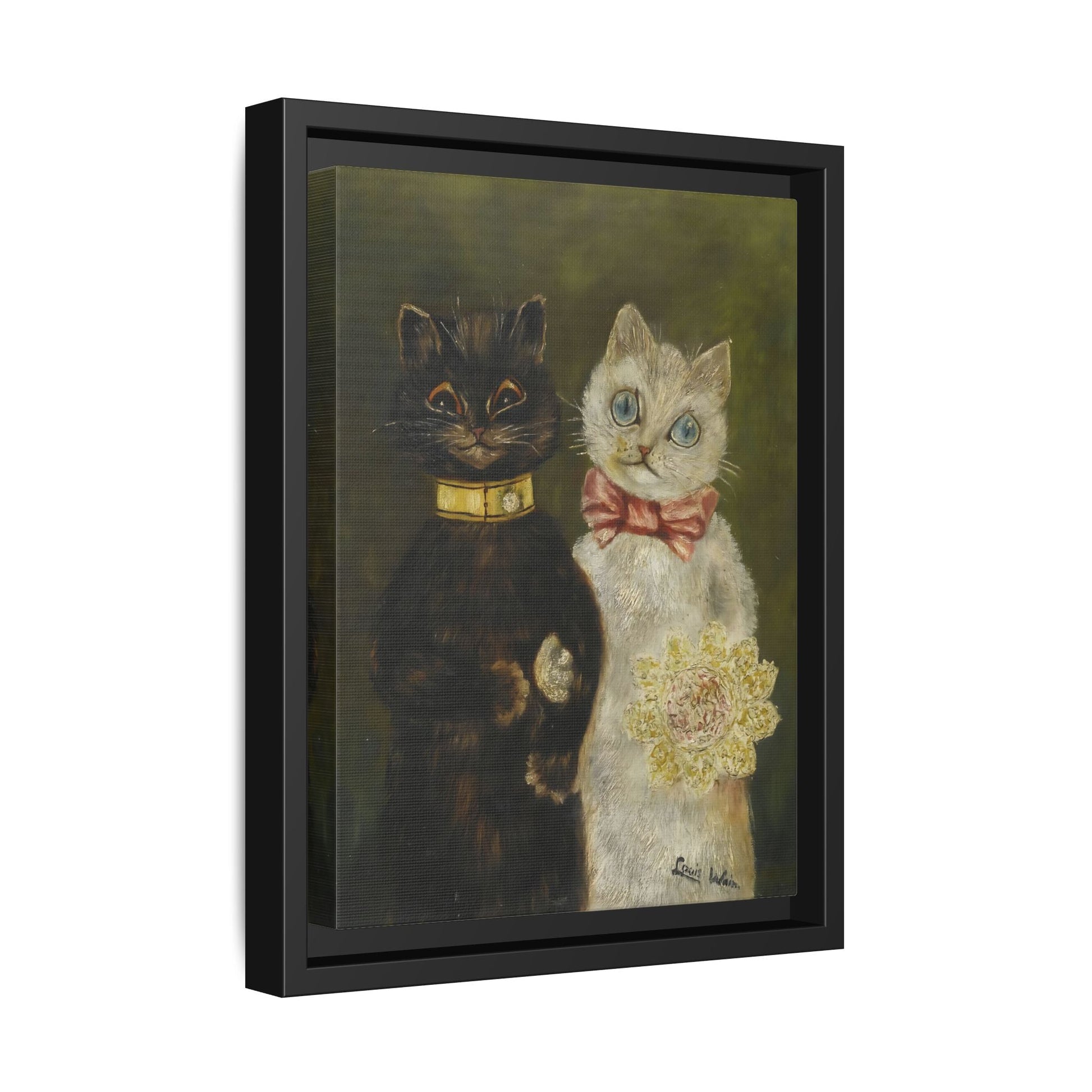 Louis Wain Funny Cats Canvas Art Print - Bride and Groom - YesArtYes