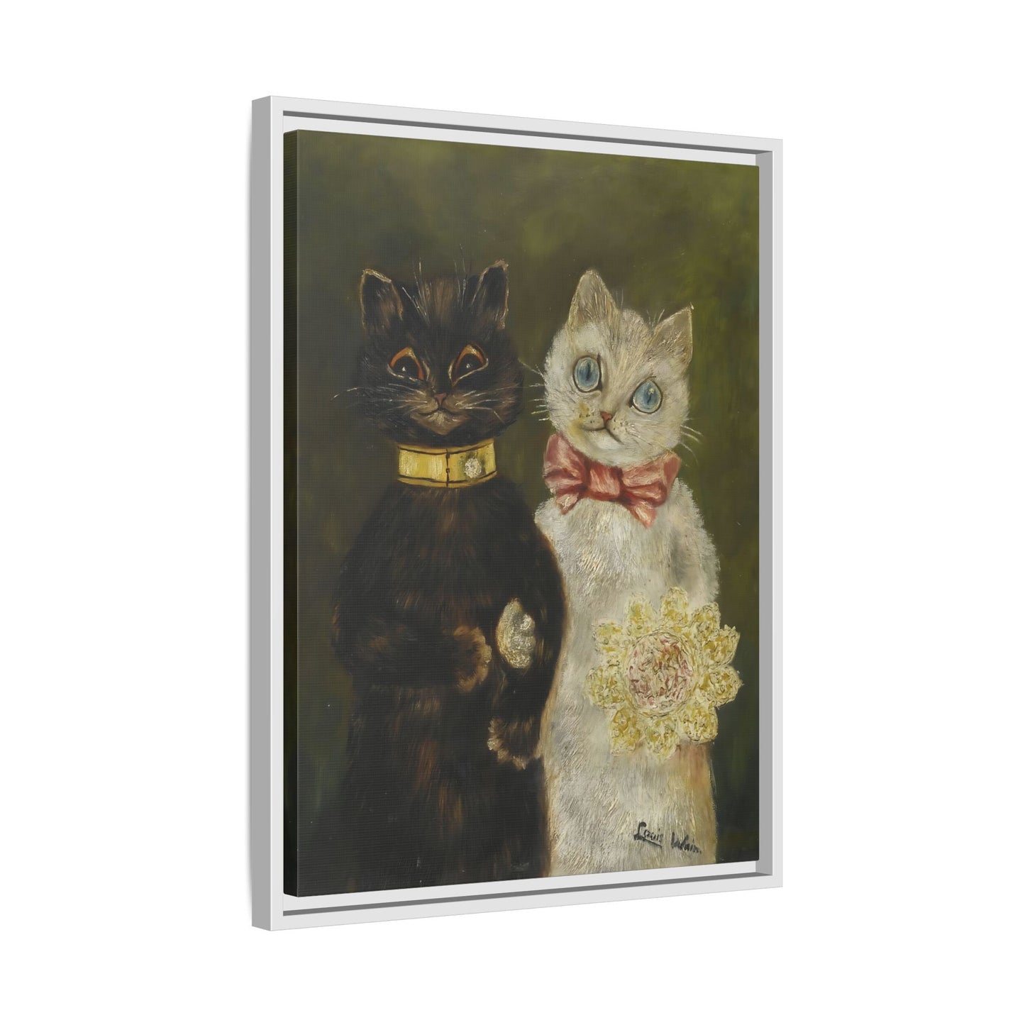 Louis Wain Funny Cats Canvas Art Print - Bride and Groom - YesArtYes