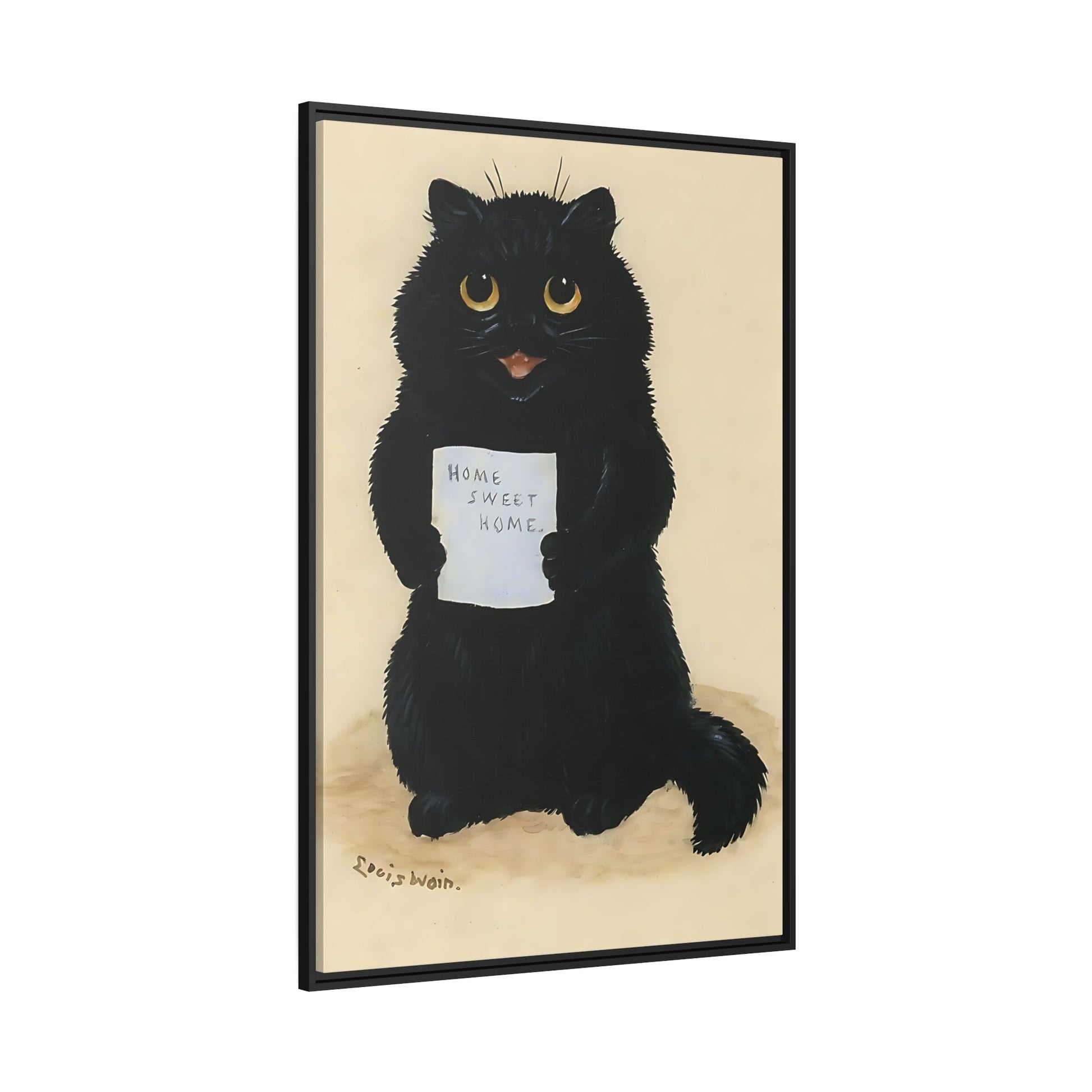 Louis Wain Home Sweet Home Cat - Framed Canvas Art Reproduction