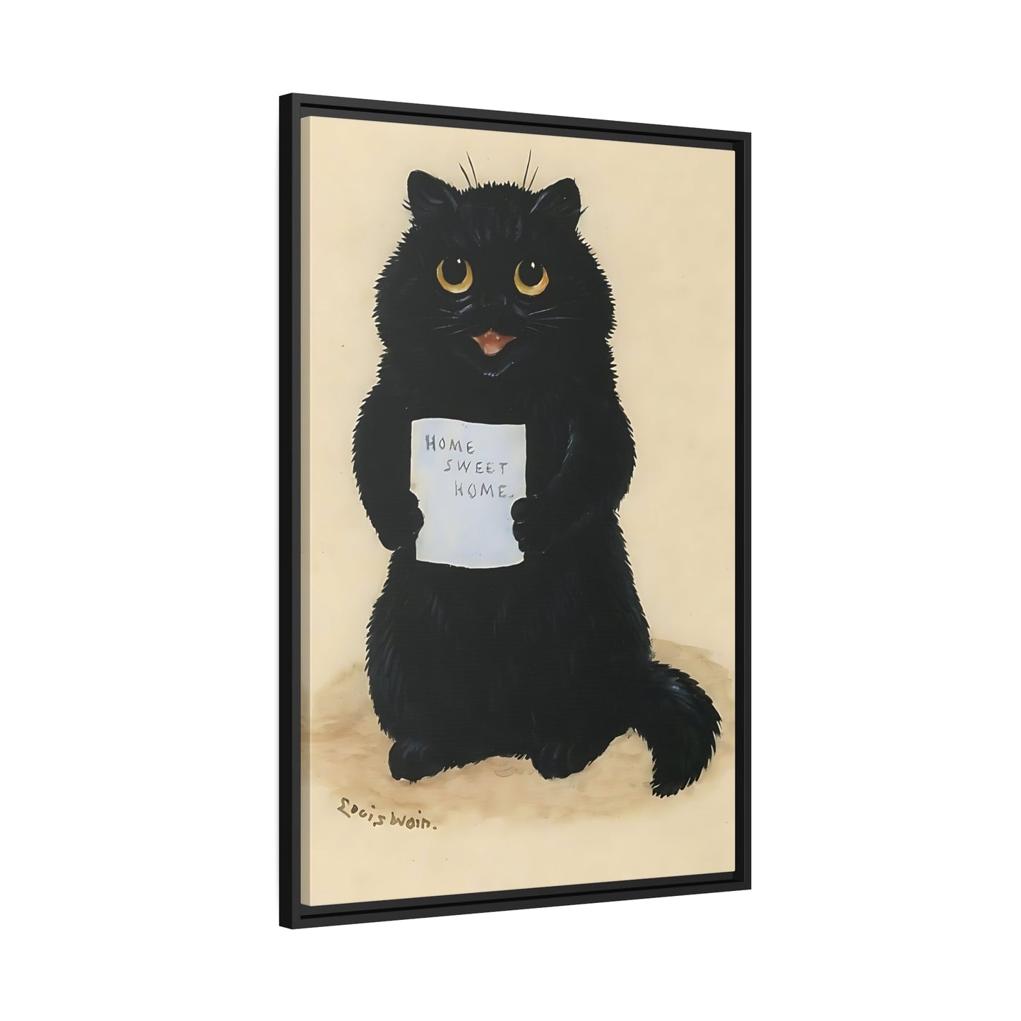 Louis Wain Home Sweet Home Cat - Framed Canvas Art Reproduction