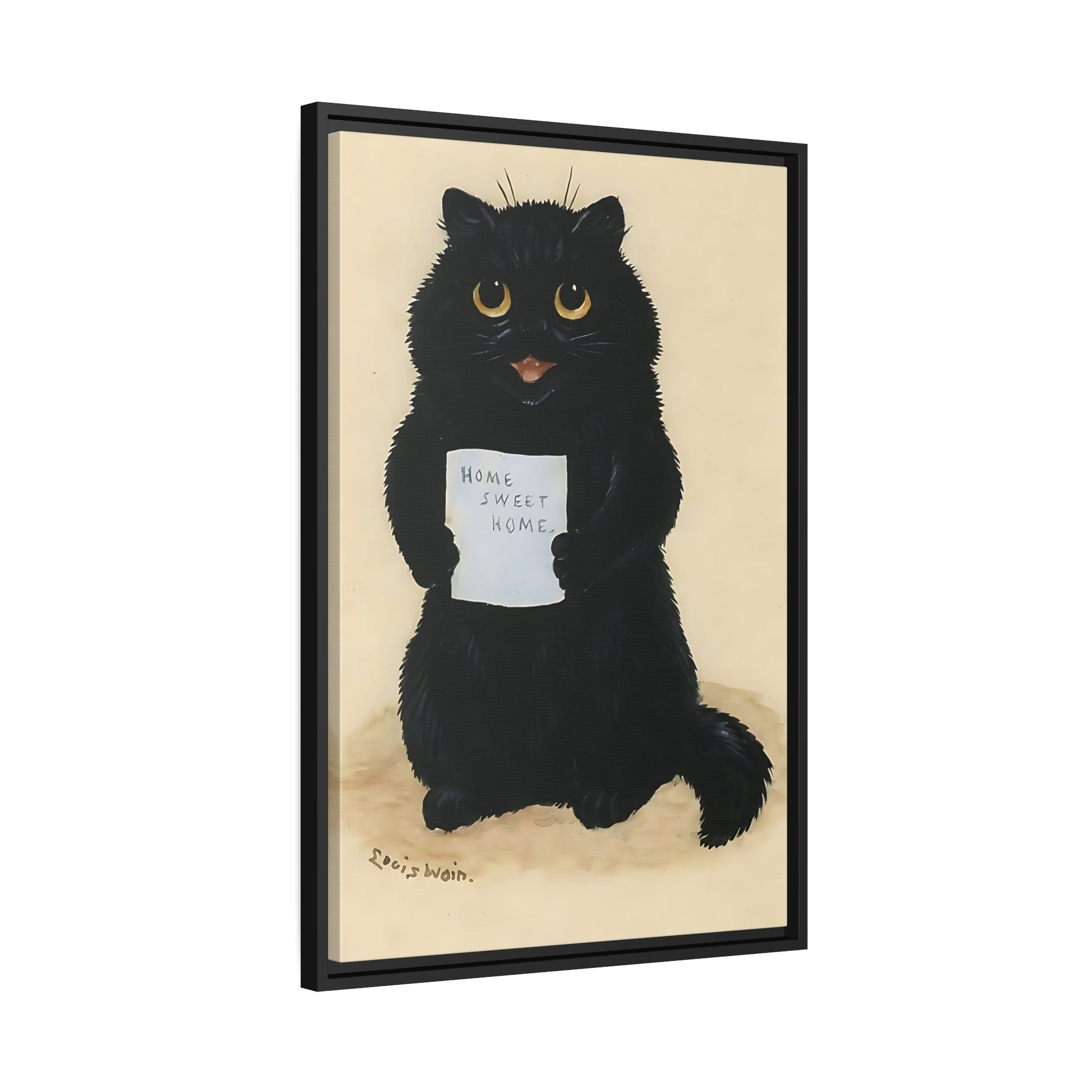 Louis Wain Home Sweet Home Cat - Framed Canvas Art Reproduction