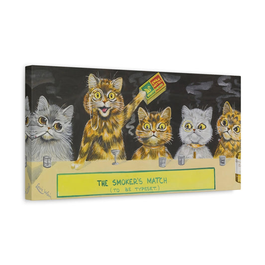 Louis Wain Smokers Match Canvas Print - Funny Cats Wall Art - YesArtYes