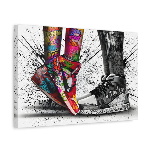 Love in Shoes Graffiti Canvas Wall Art Home Decor Print - YesArtYes