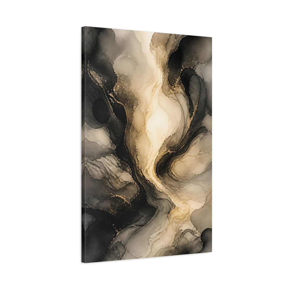 Main Mockup. Luminous Gold Swirl shown as canvas print