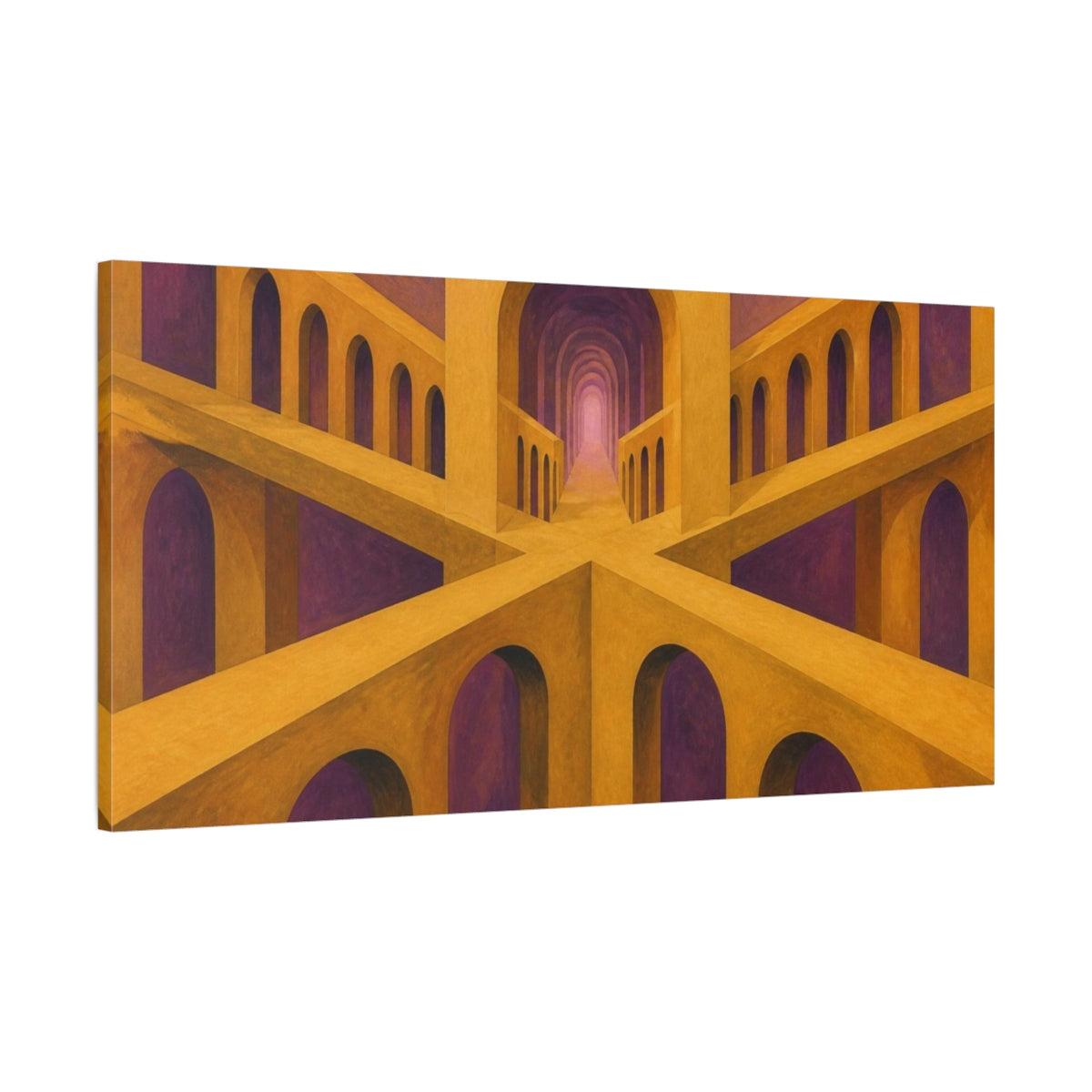 Main Mockup. Luminous Ochre Arches shown as canvas print