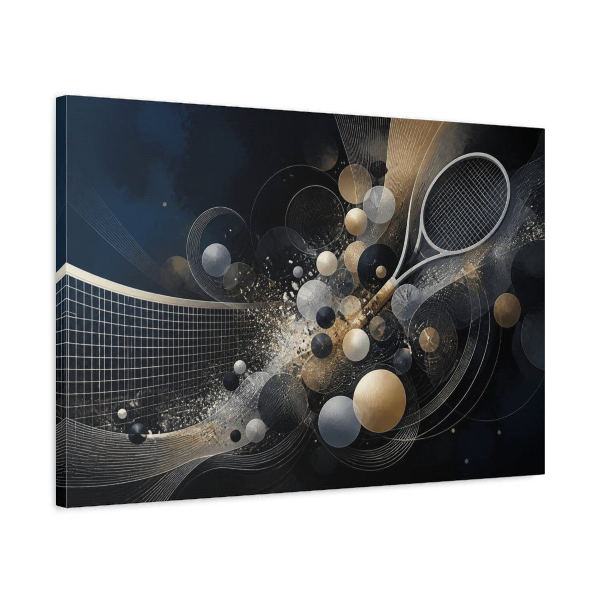 Side Mockup 2. Luminous Tennis Motion shown as canvas print