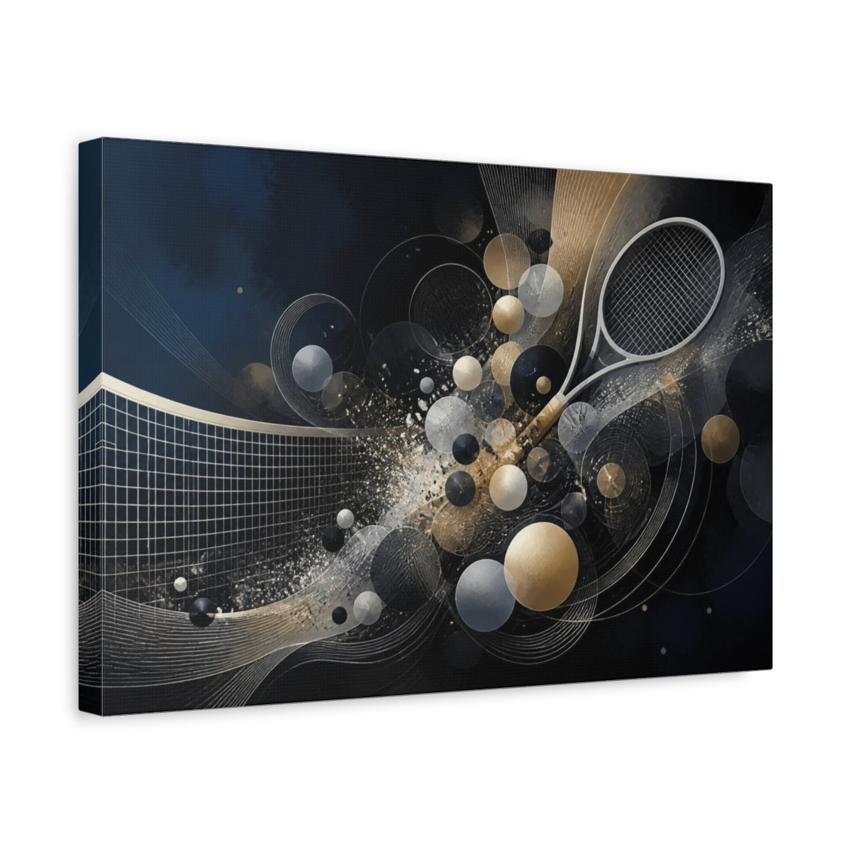 Side Mockup 4. Luminous Tennis Motion shown as canvas print