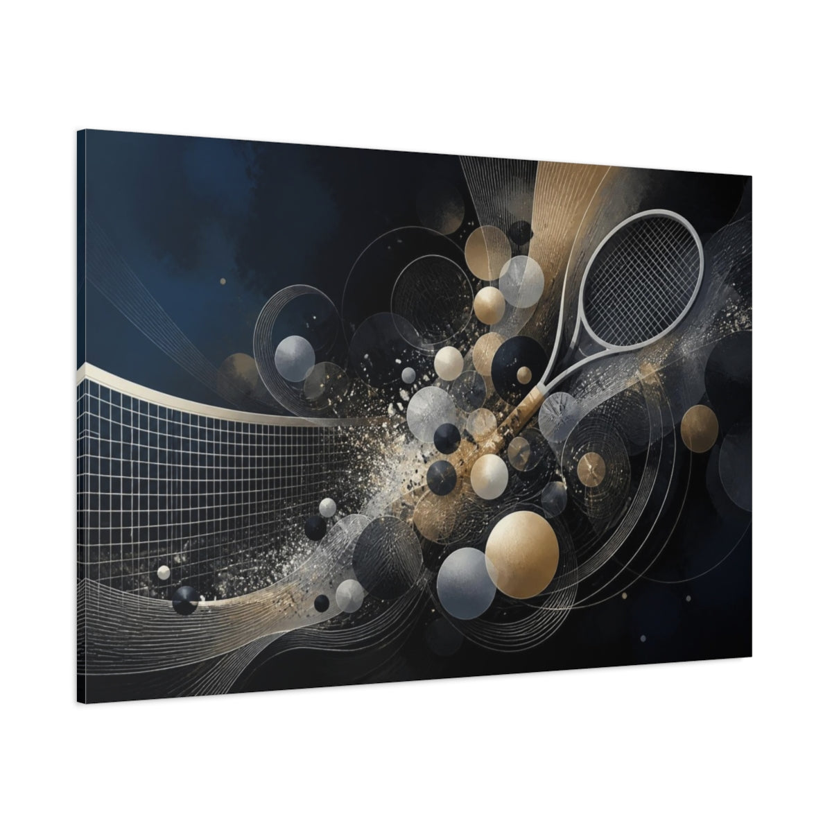 Side Mockup 1. Luminous Tennis Motion shown as canvas print