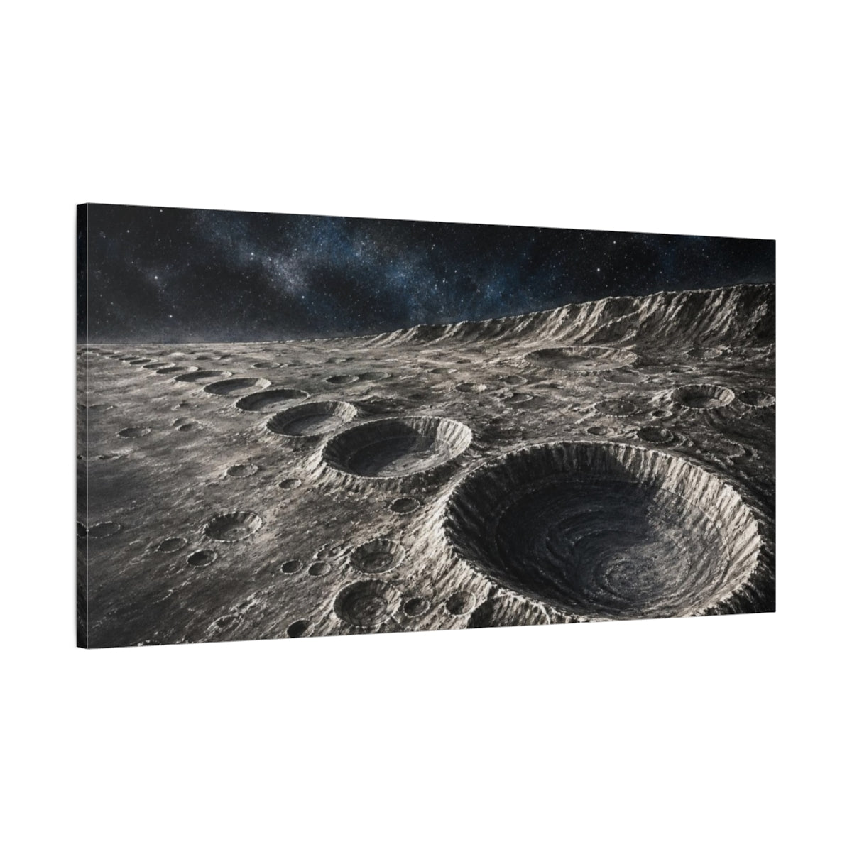Main Mockup. Lunar Crater Field shown as canvas print