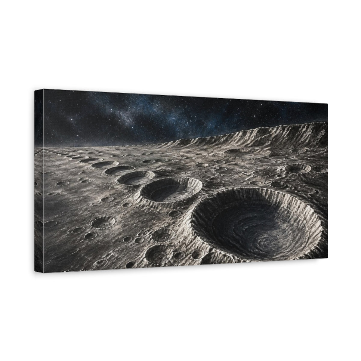 Side Mockup 3. Lunar Crater Field shown as canvas print