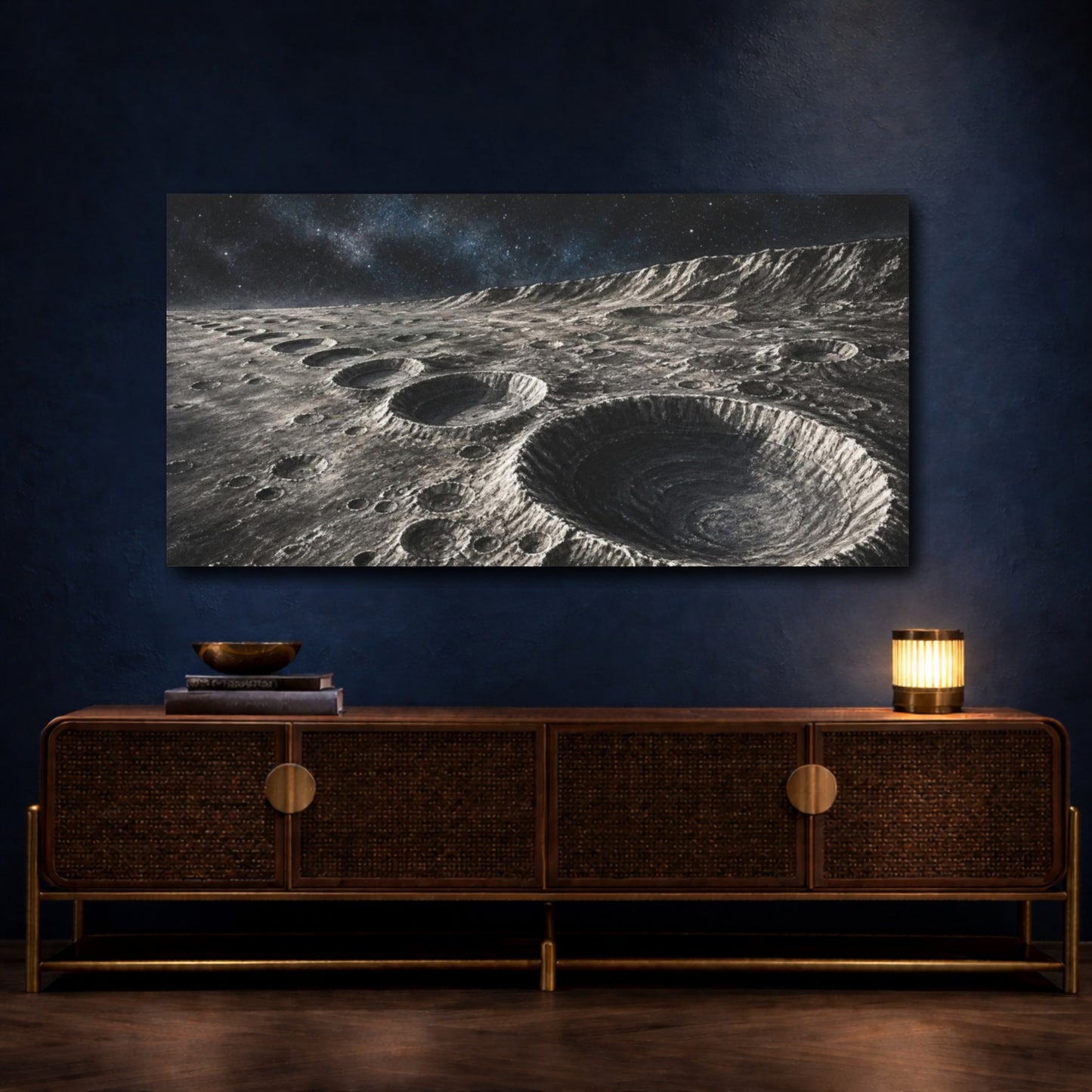 Mockup 4. Lunar Crater Field shown as canvas print
