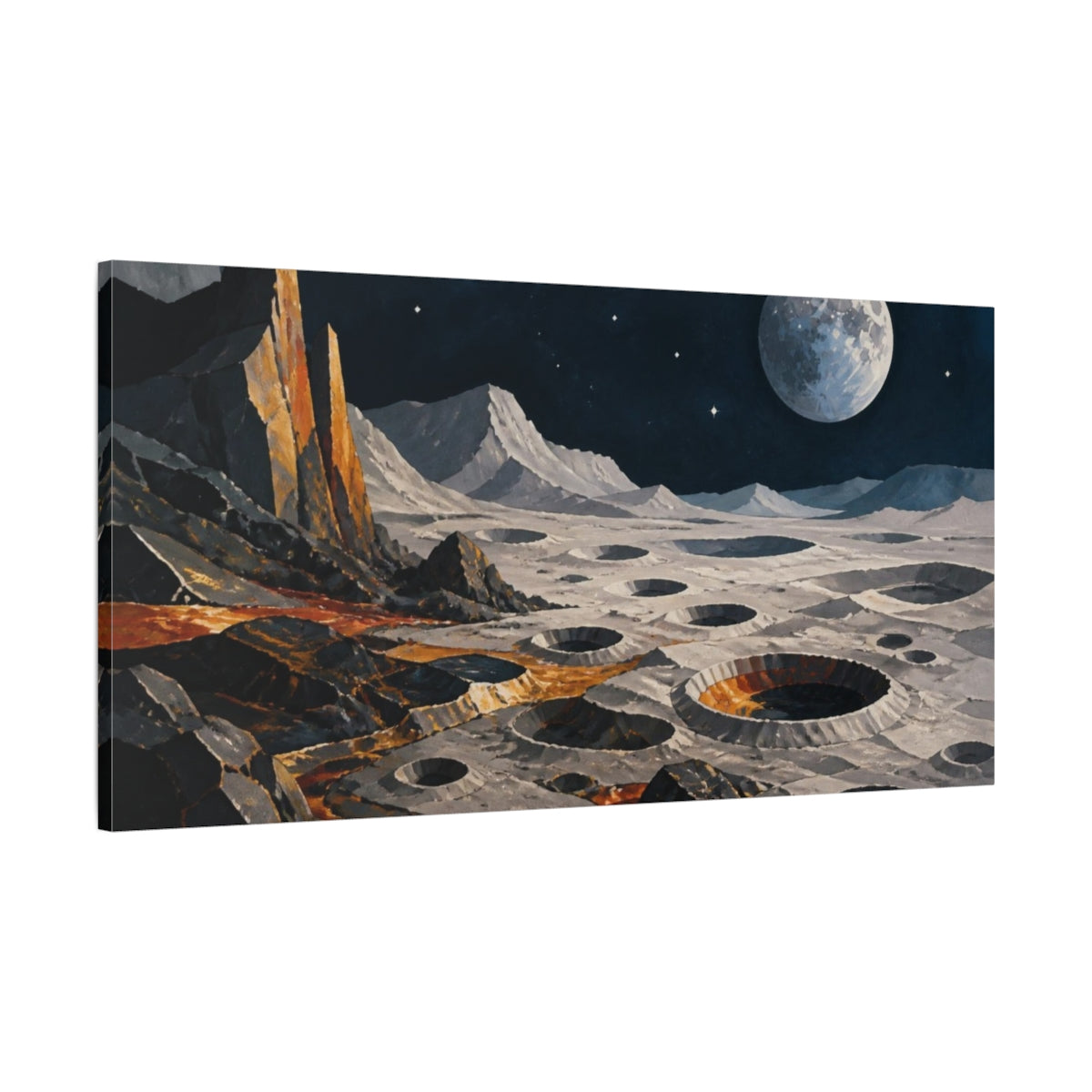Main Mockup. Lunar Crater Vista shown as canvas print