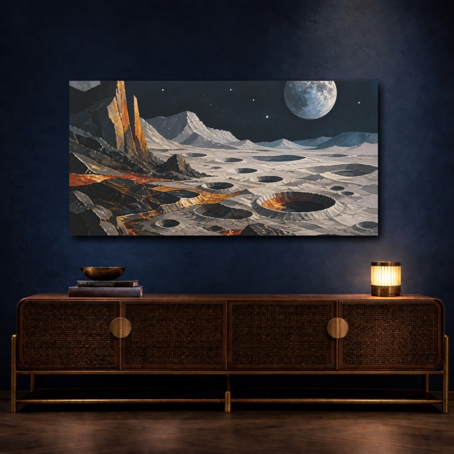 Mockup 4. Lunar Crater Vista shown as canvas print