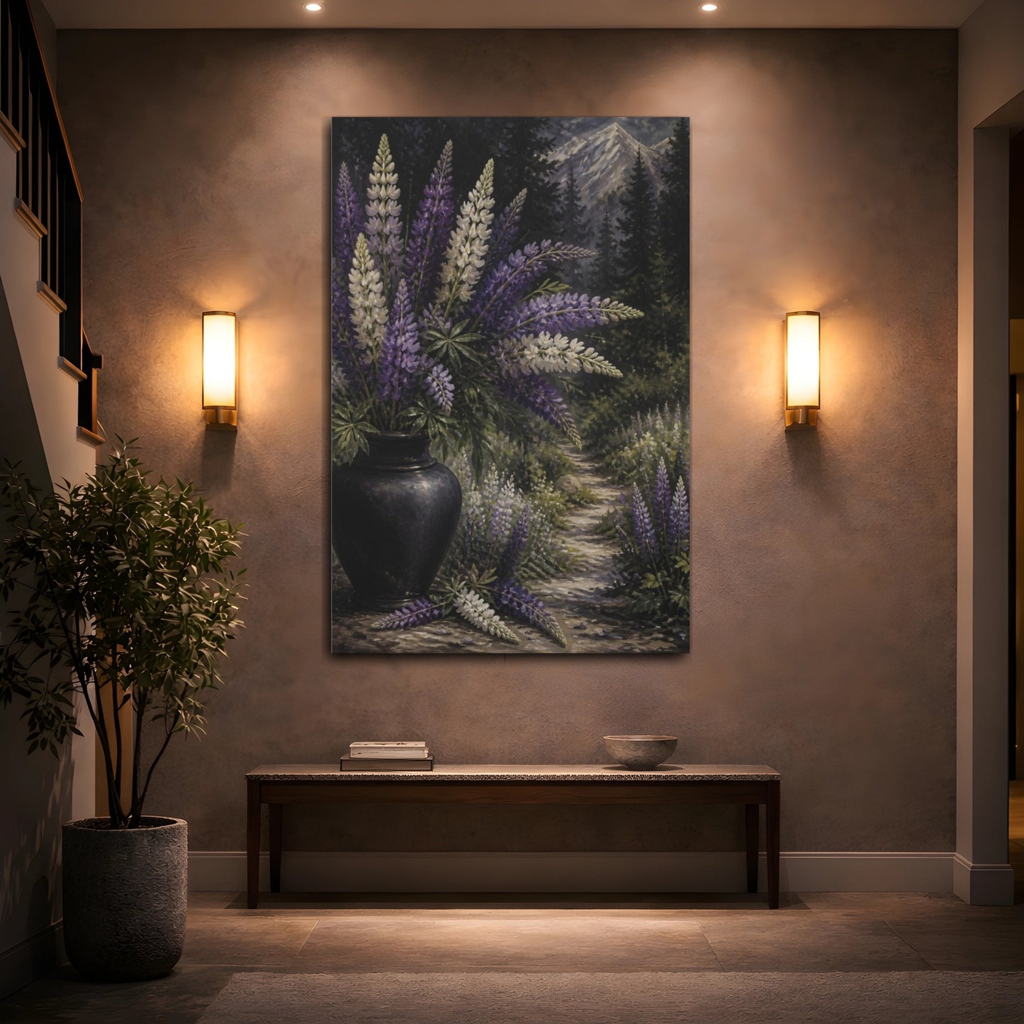 Mockup 2. Lupine Flower Bouquet shown as canvas print