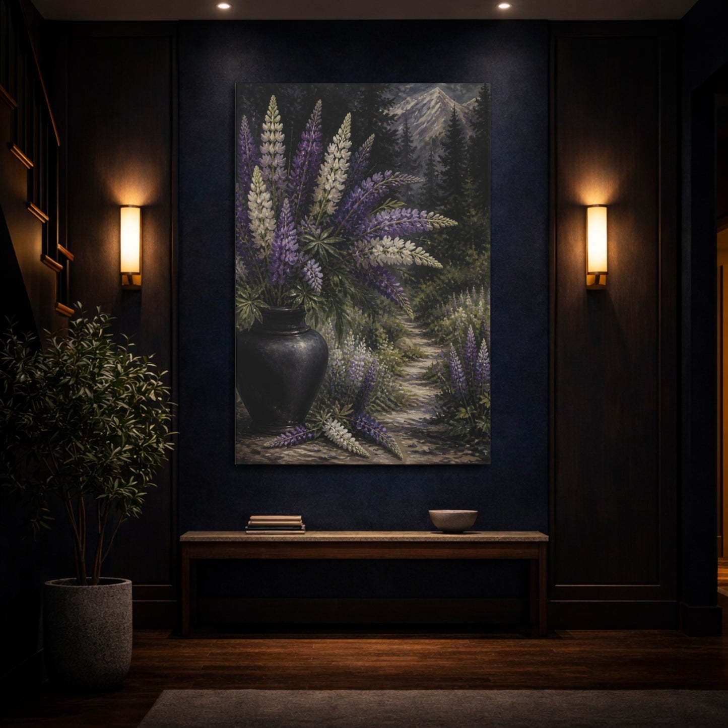 Mockup 4. Lupine Flower Bouquet shown as canvas print
