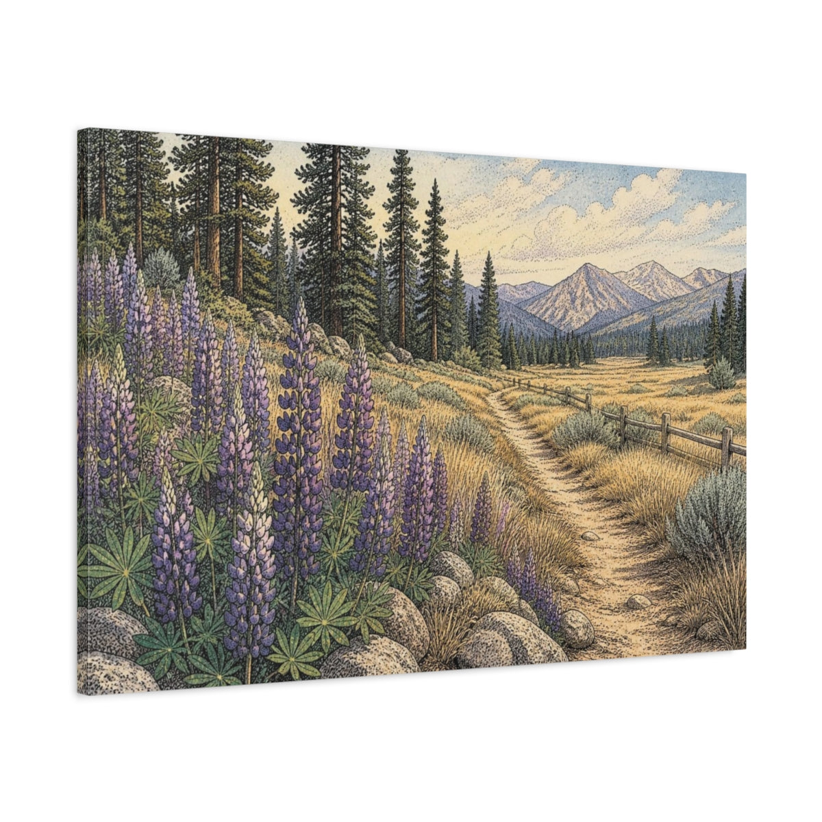 Main Mockup. Lupine Nature Trail shown as canvas print