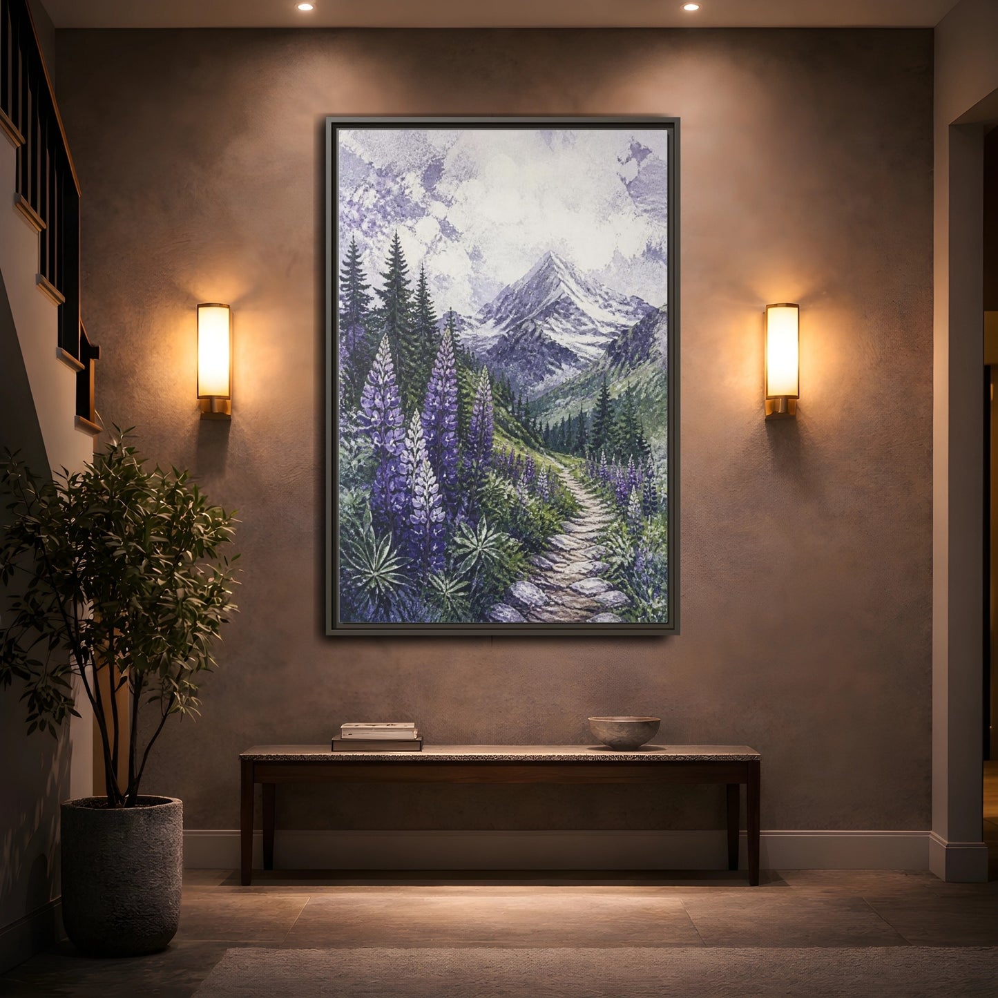 Mockup 2. Lupine Nature Trail shown as framed canvas print