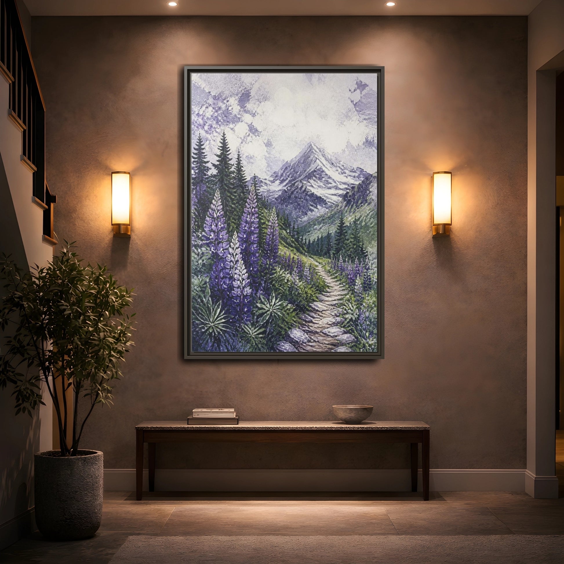 Mockup 2. Lupine Nature Trail shown as framed canvas print