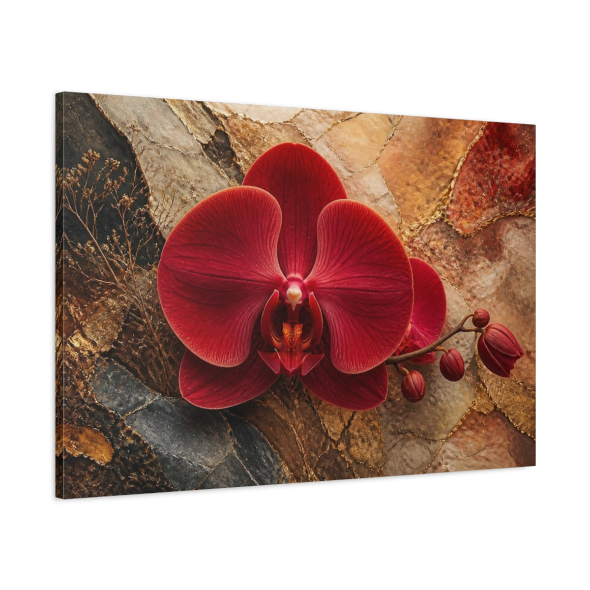 Main Mockup. Luxe Crimson Orchid shown as canvas print