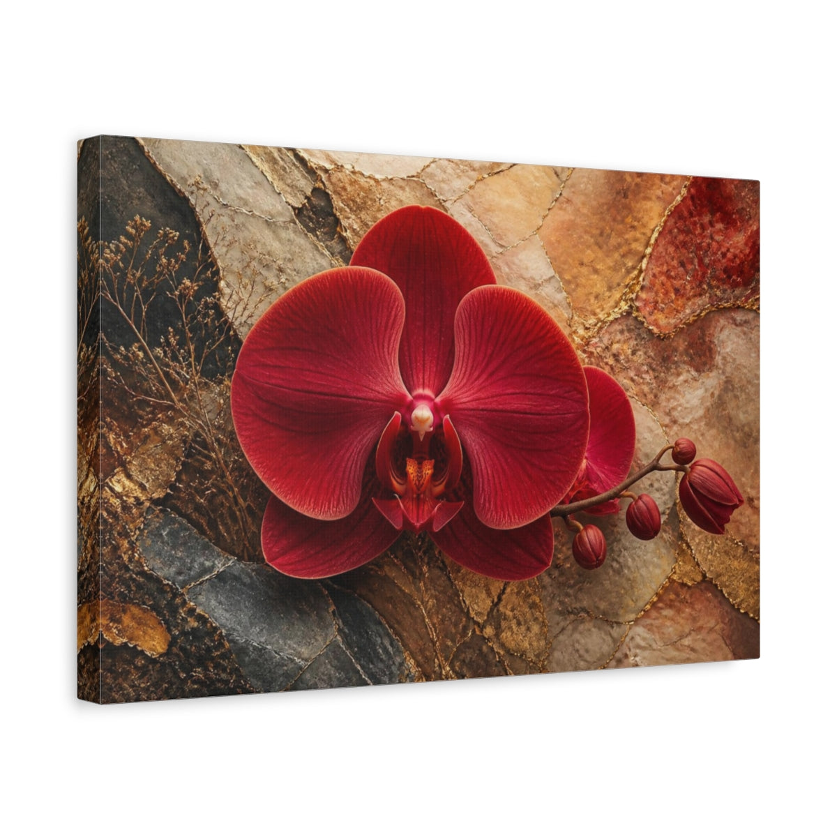 Side Mockup 4. Luxe Crimson Orchid shown as canvas print