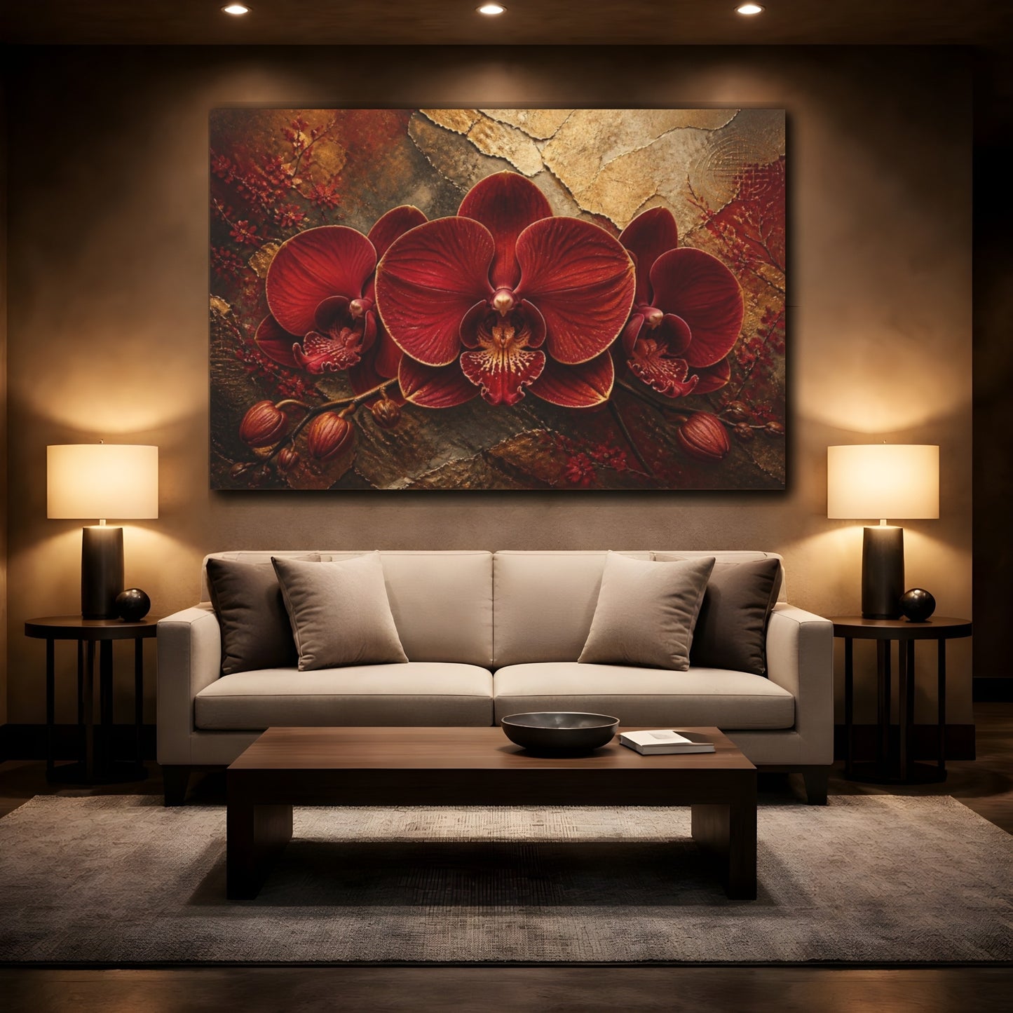Mockup 2. Luxe Crimson Orchid shown as canvas print