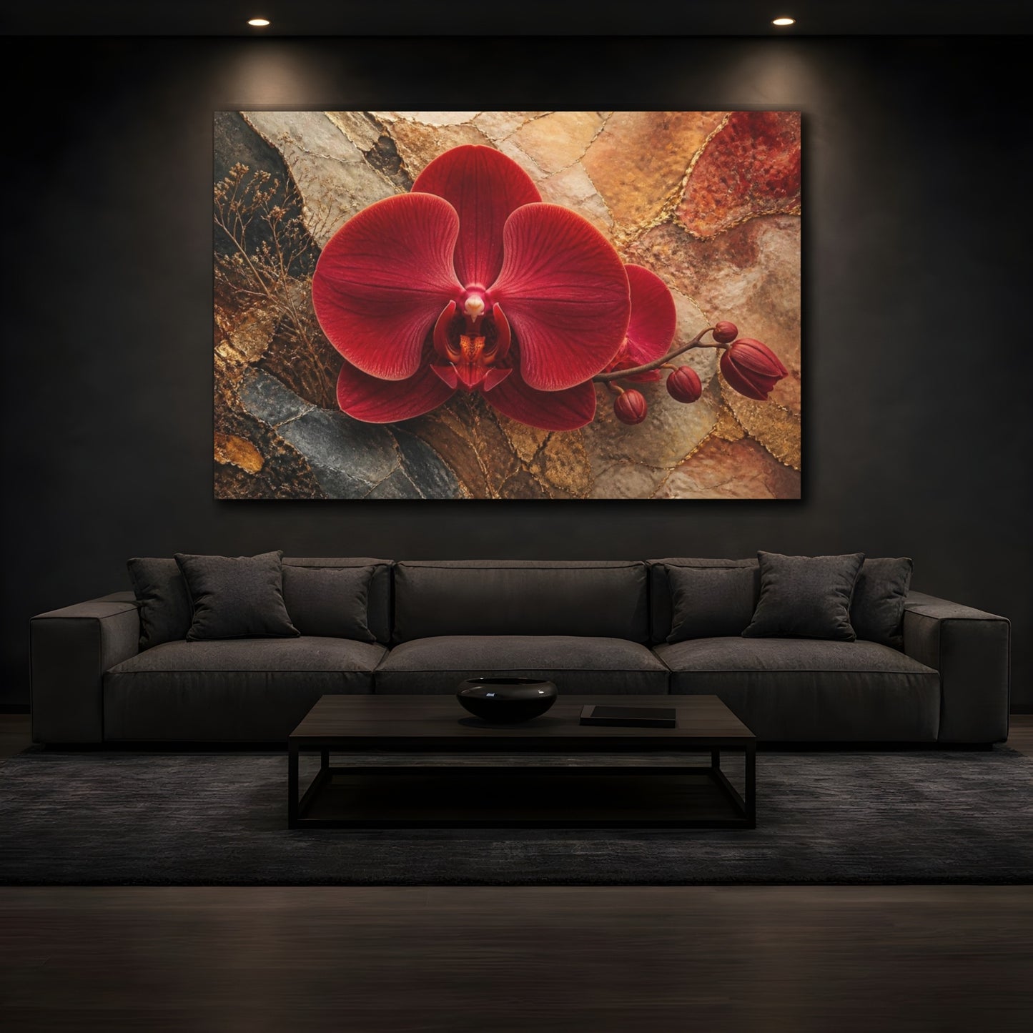 Mockup 3. Luxe Crimson Orchid shown as canvas print
