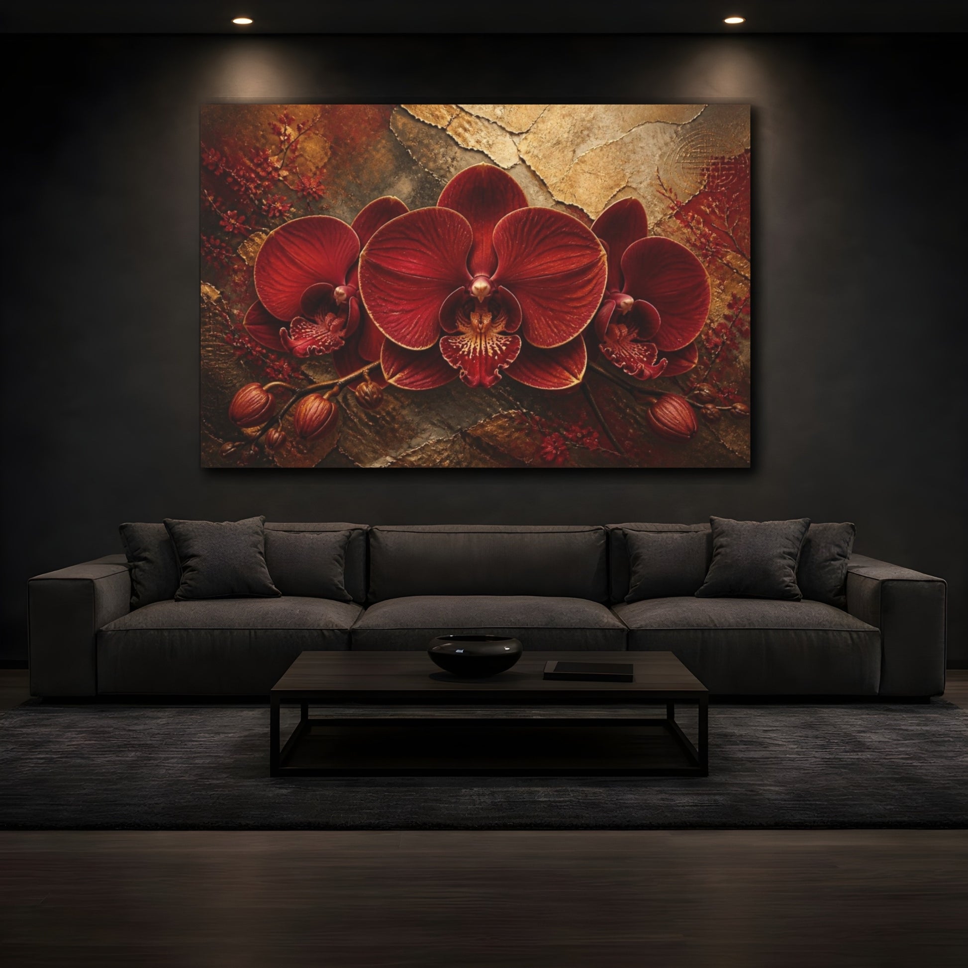Mockup 3. Luxe Crimson Orchid shown as canvas print