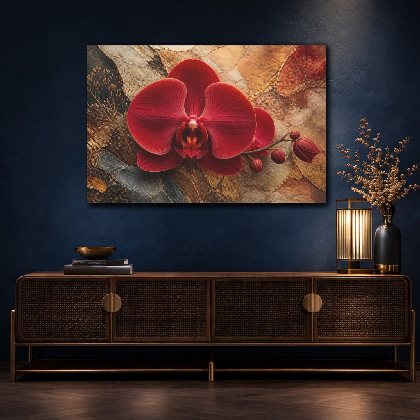 Mockup 4. Luxe Crimson Orchid shown as canvas print