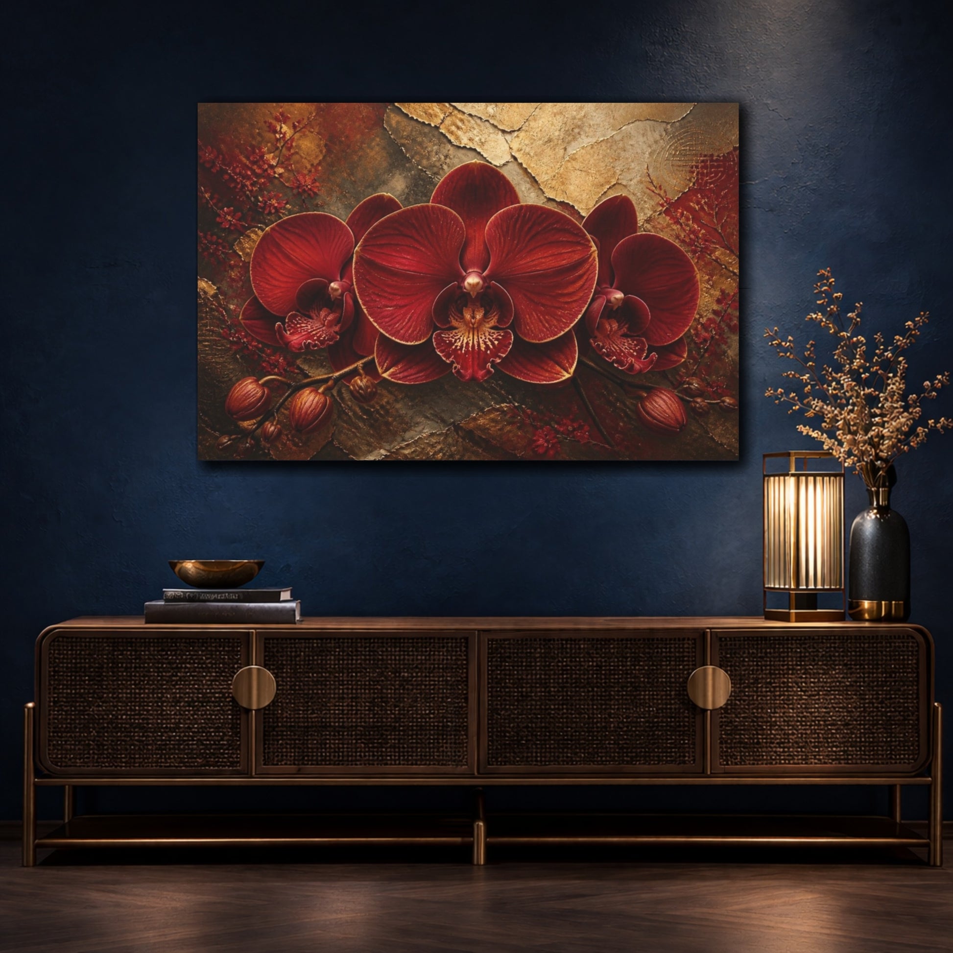Mockup 4. Luxe Crimson Orchid shown as canvas print