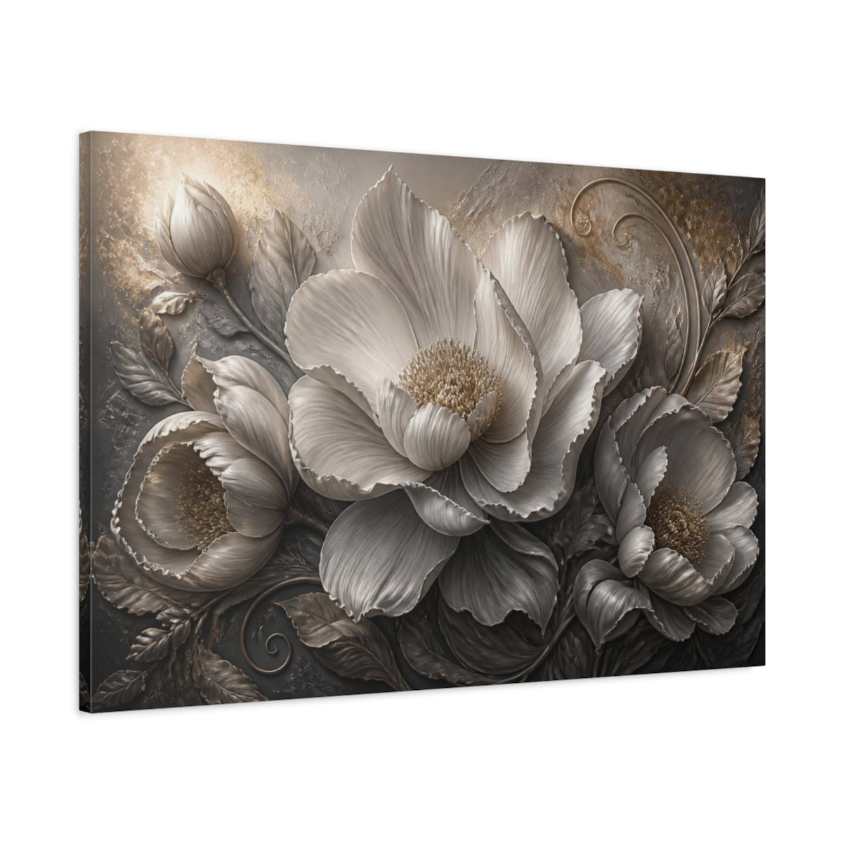 Main Mockup. Luxe Floral Sculpture shown as canvas print