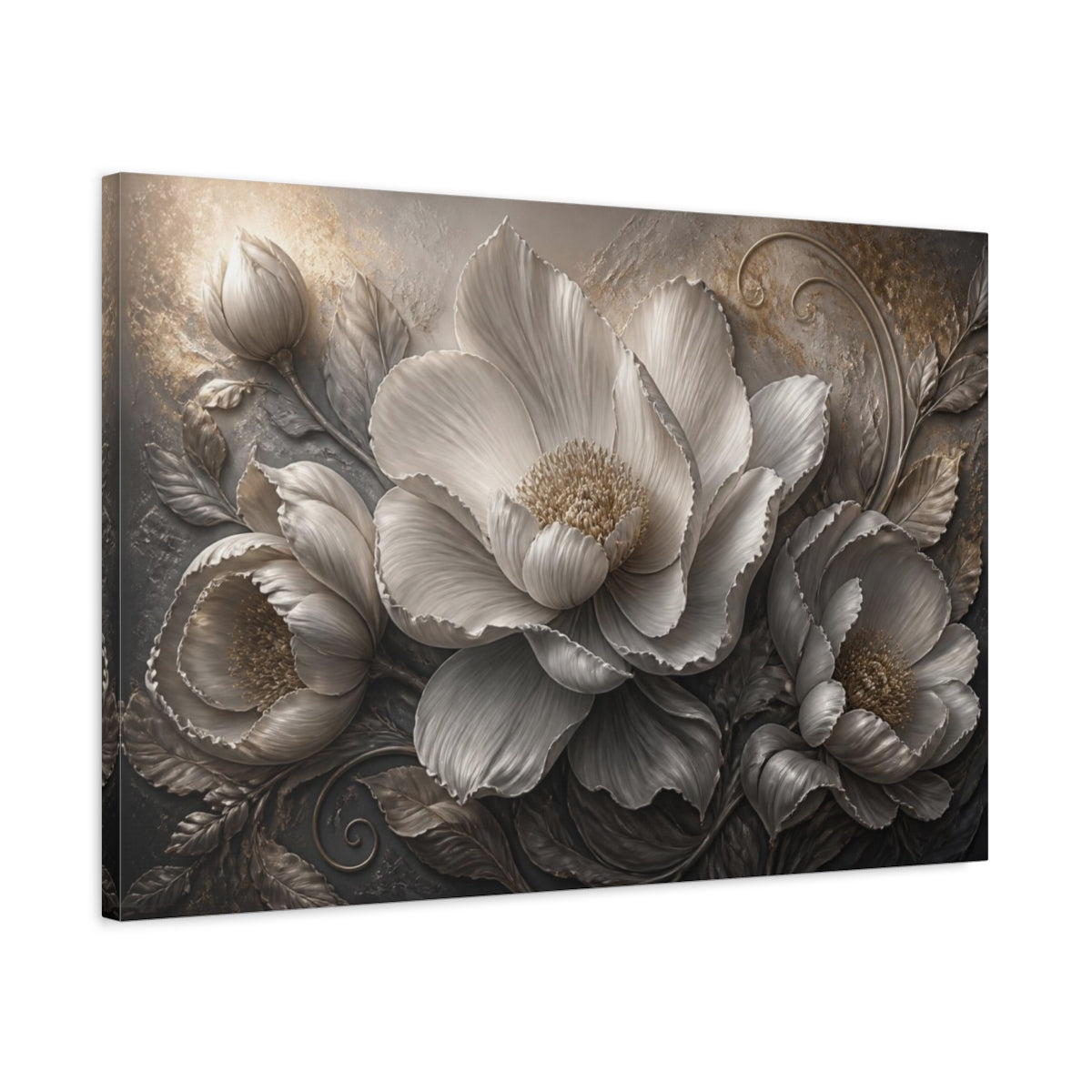 Side Mockup 2. Luxe Floral Sculpture shown as canvas print
