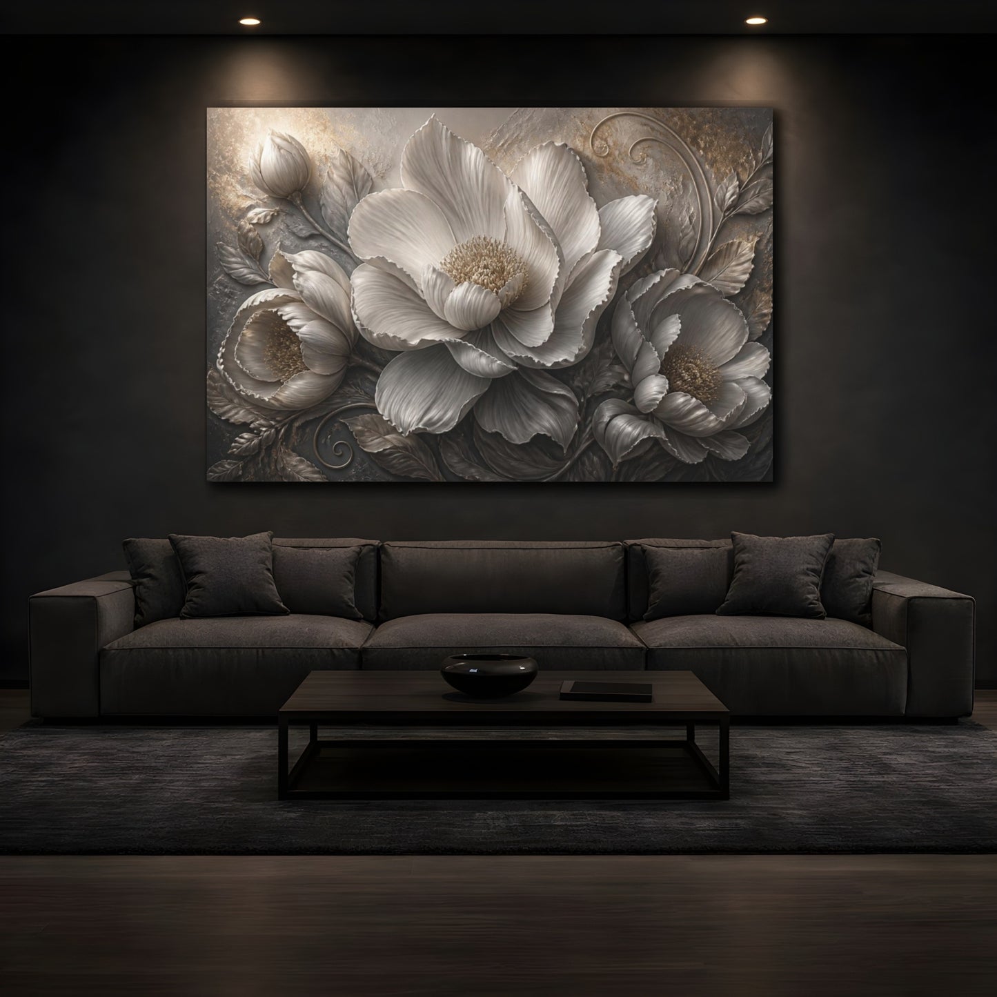Mockup 3. Luxe Floral Sculpture shown as canvas print
