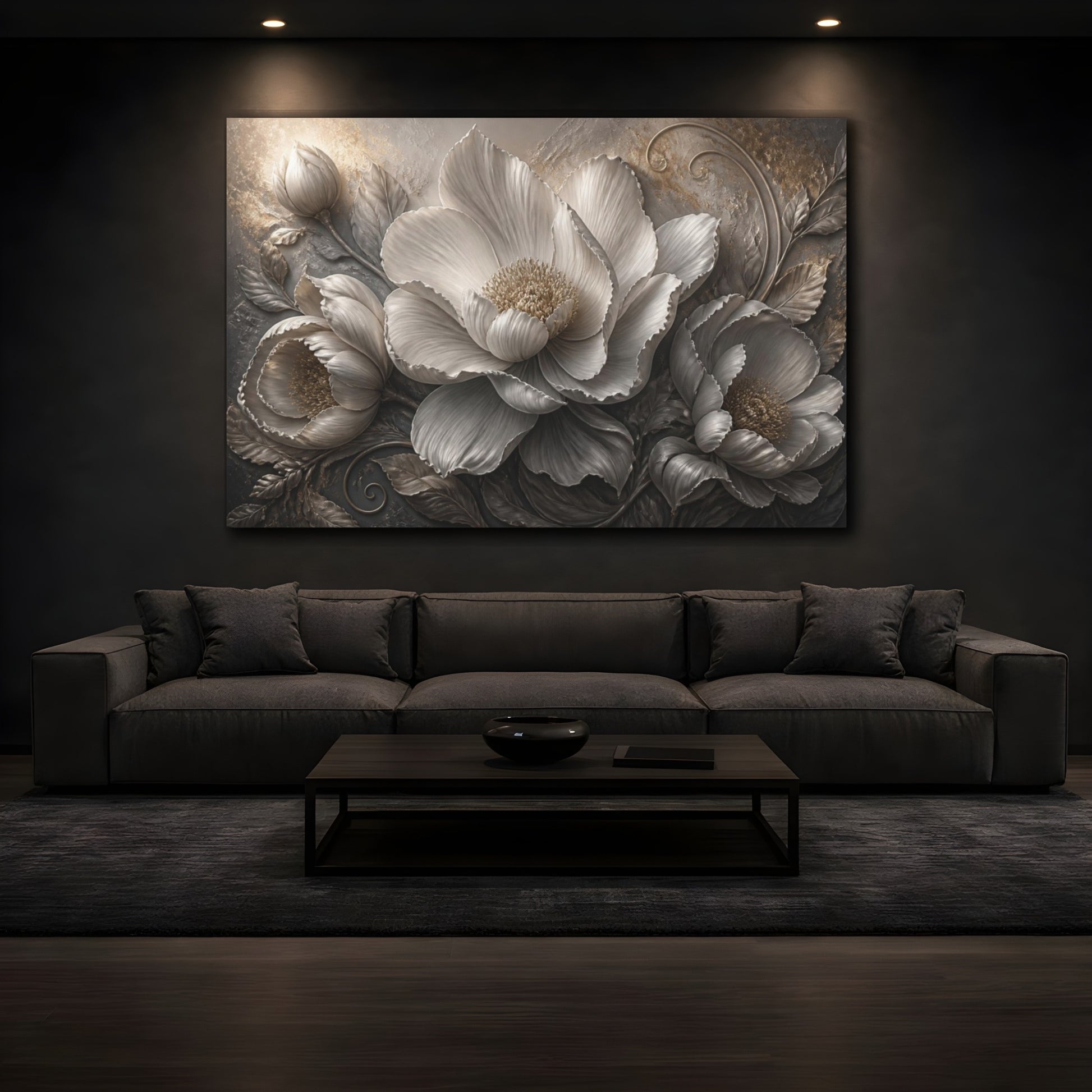 Mockup 3. Luxe Floral Sculpture shown as canvas print
