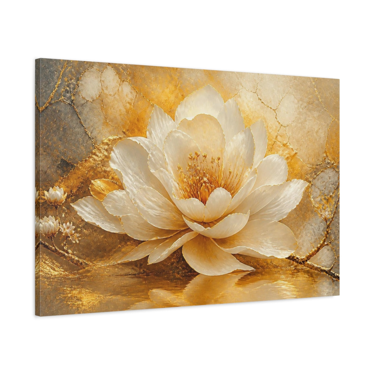 Main Mockup. Luxe Golden Bloom shown as canvas print