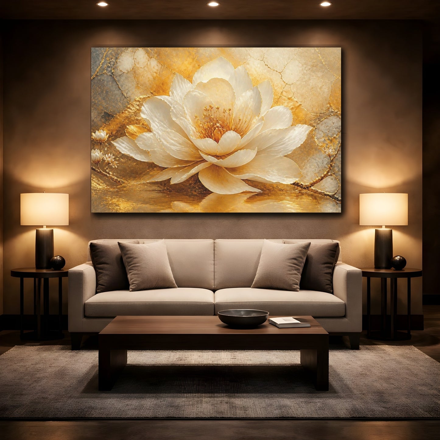 Mockup 2. Luxe Golden Bloom shown as canvas print