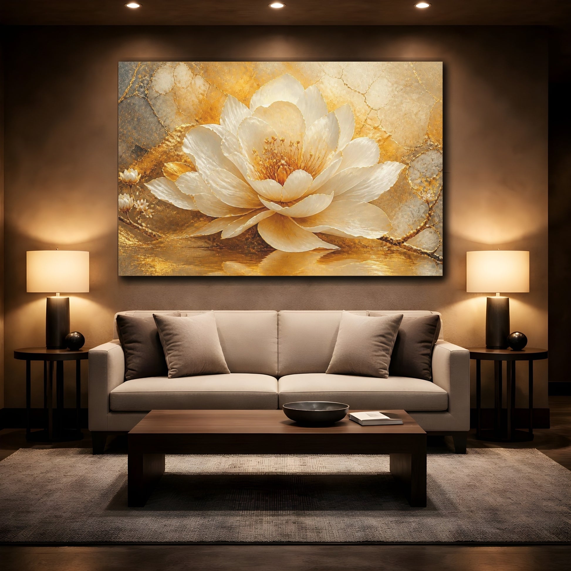 Mockup 2. Luxe Golden Bloom shown as canvas print