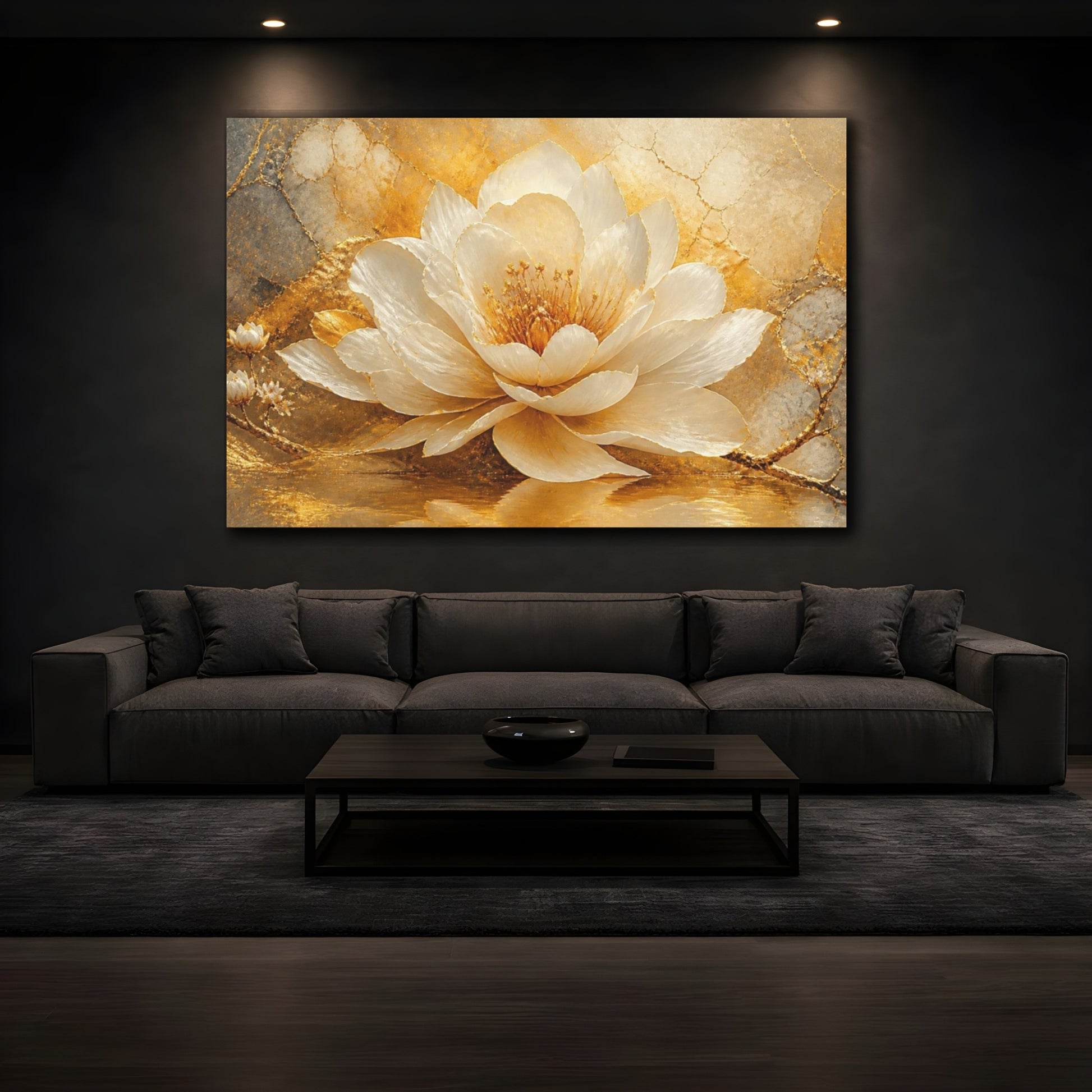 Mockup 3. Luxe Golden Bloom shown as canvas print