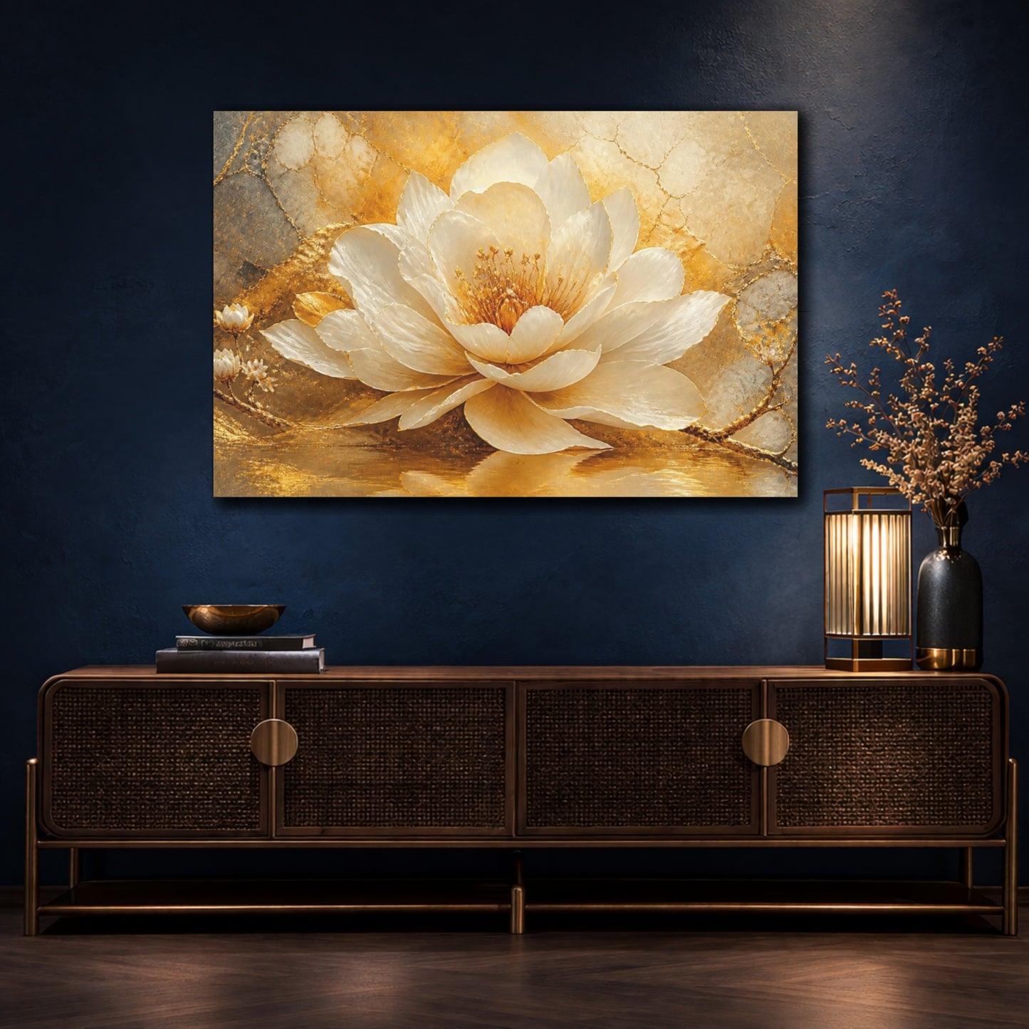 Mockup 4. Luxe Golden Bloom shown as canvas print