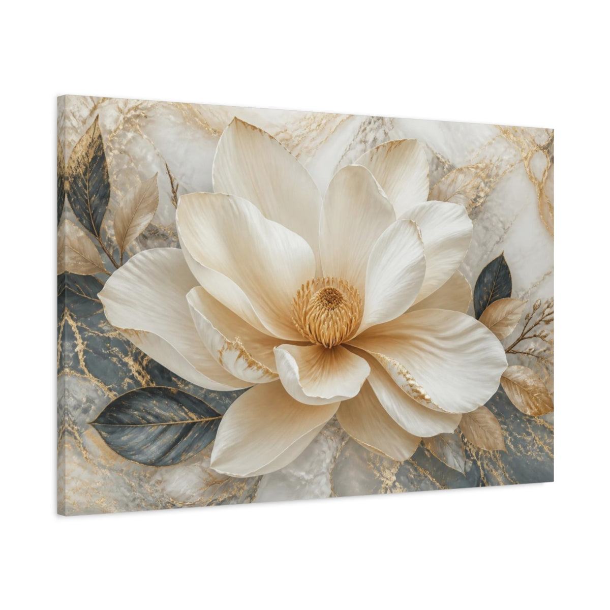 Main Mockup. Luxe Ivory Blossom shown as canvas print