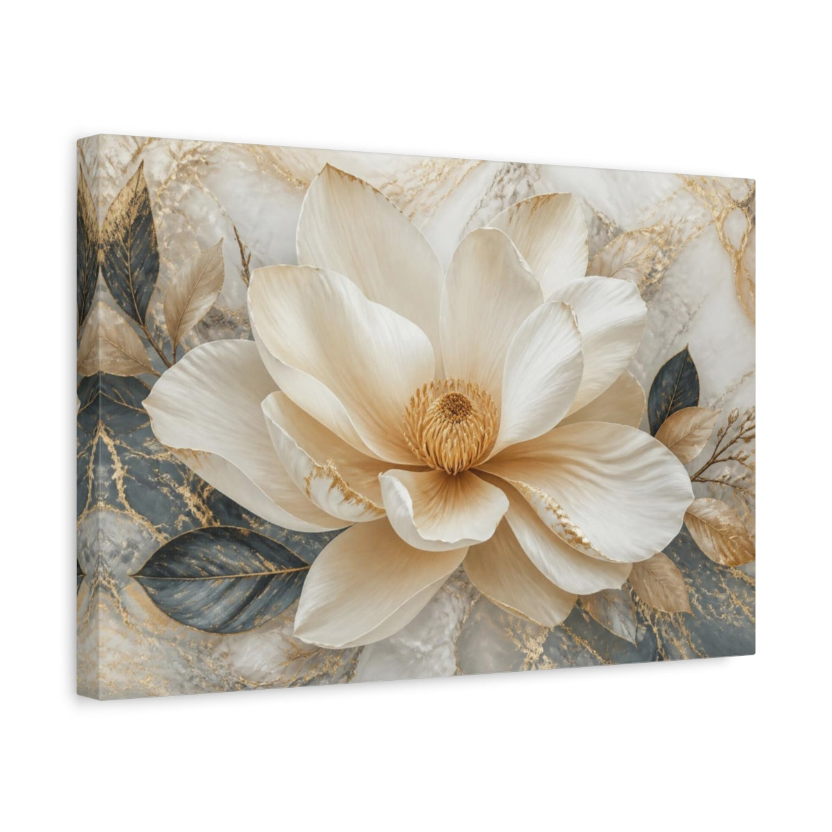 Side Mockup 4. Luxe Ivory Blossom shown as canvas print