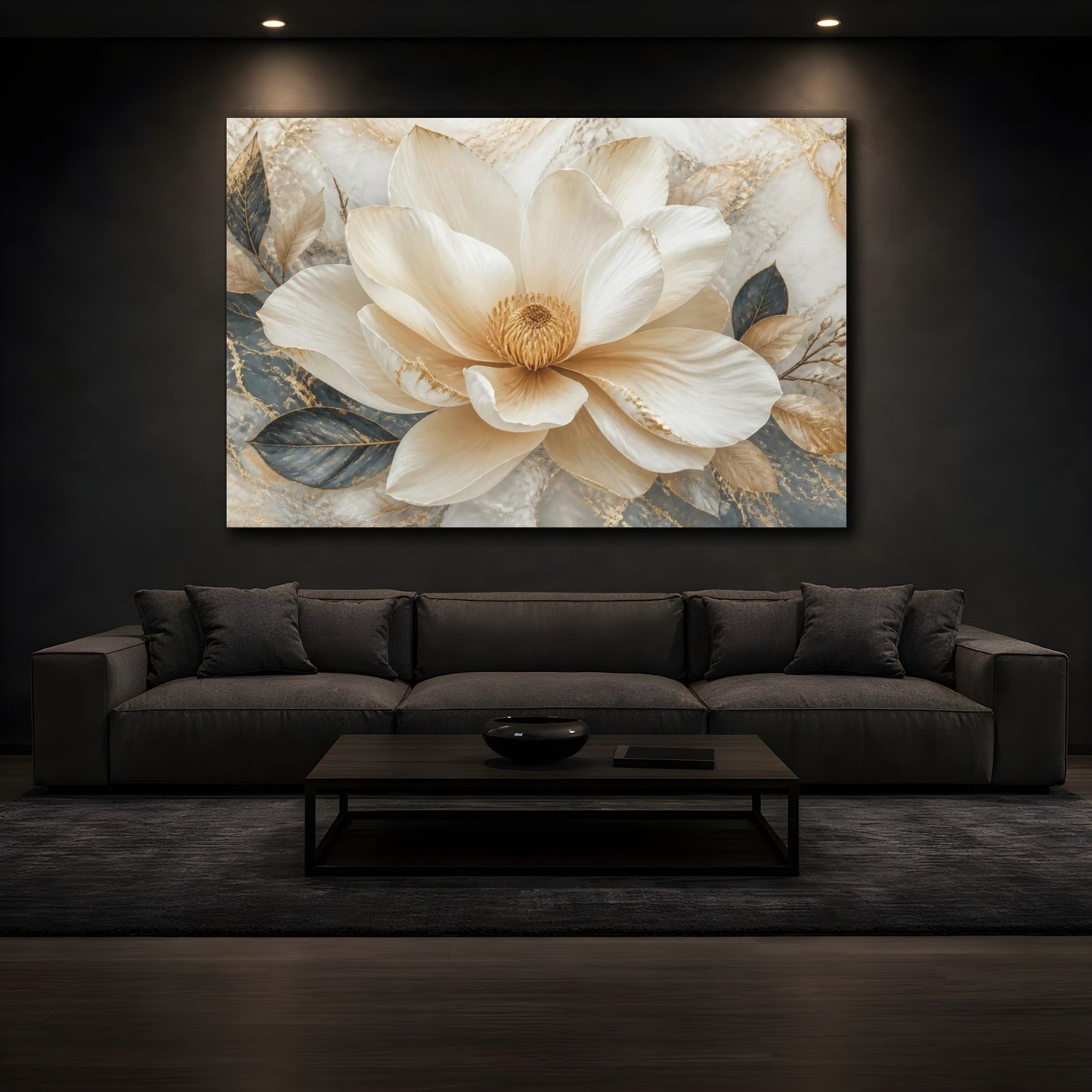 Mockup 3. Luxe Ivory Blossom shown as canvas print