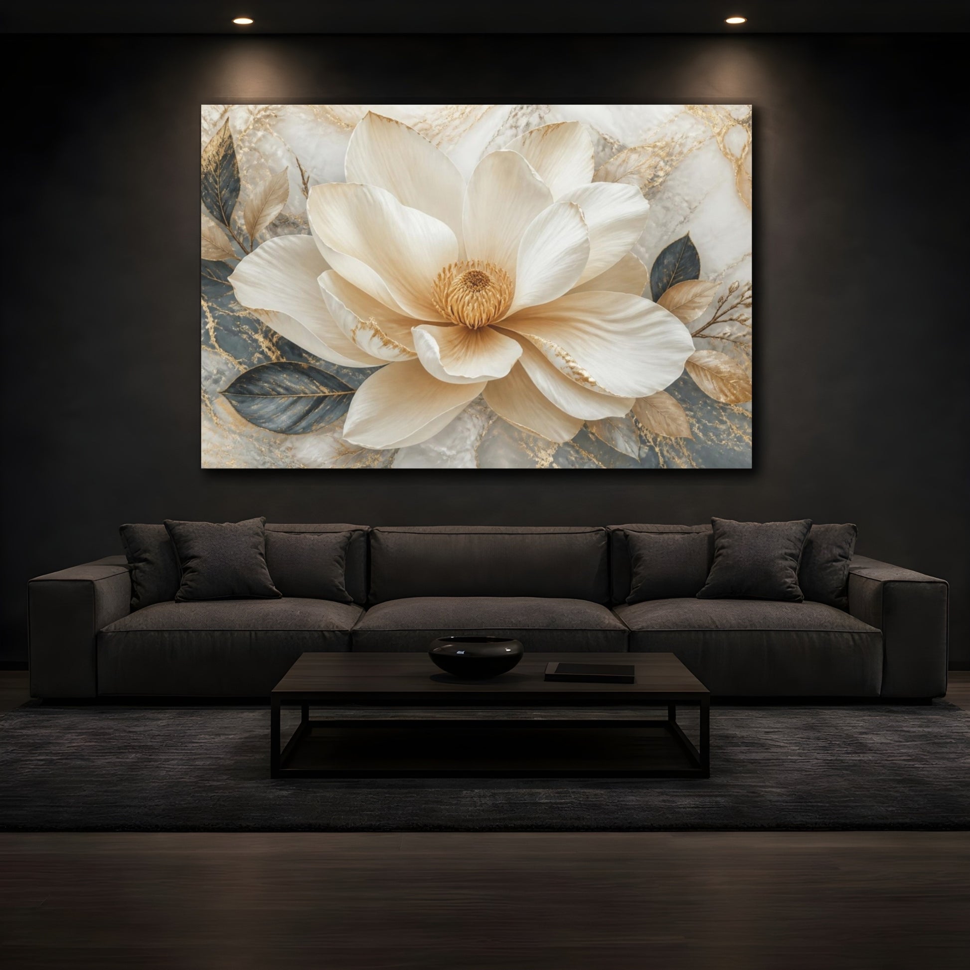 Mockup 3. Luxe Ivory Blossom shown as canvas print