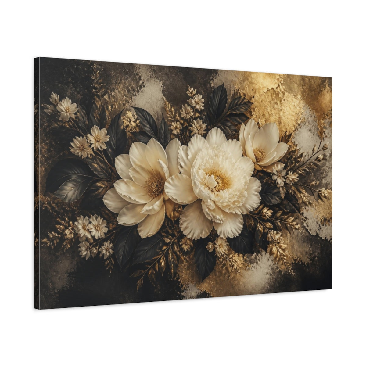 Main Mockup. Luxe Ivory Peony Bouquet shown as canvas print
