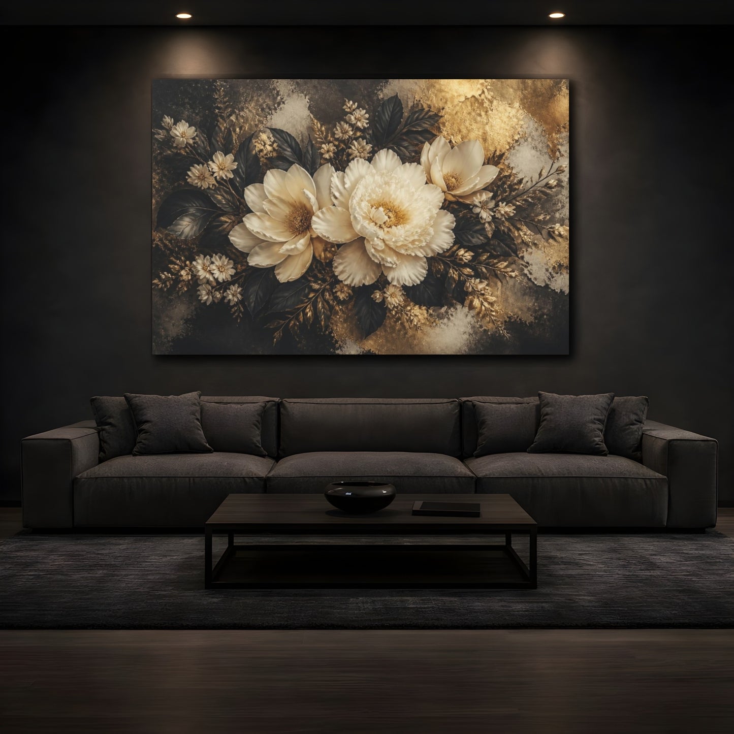 Mockup 3. Luxe Ivory Peony Bouquet shown as canvas print