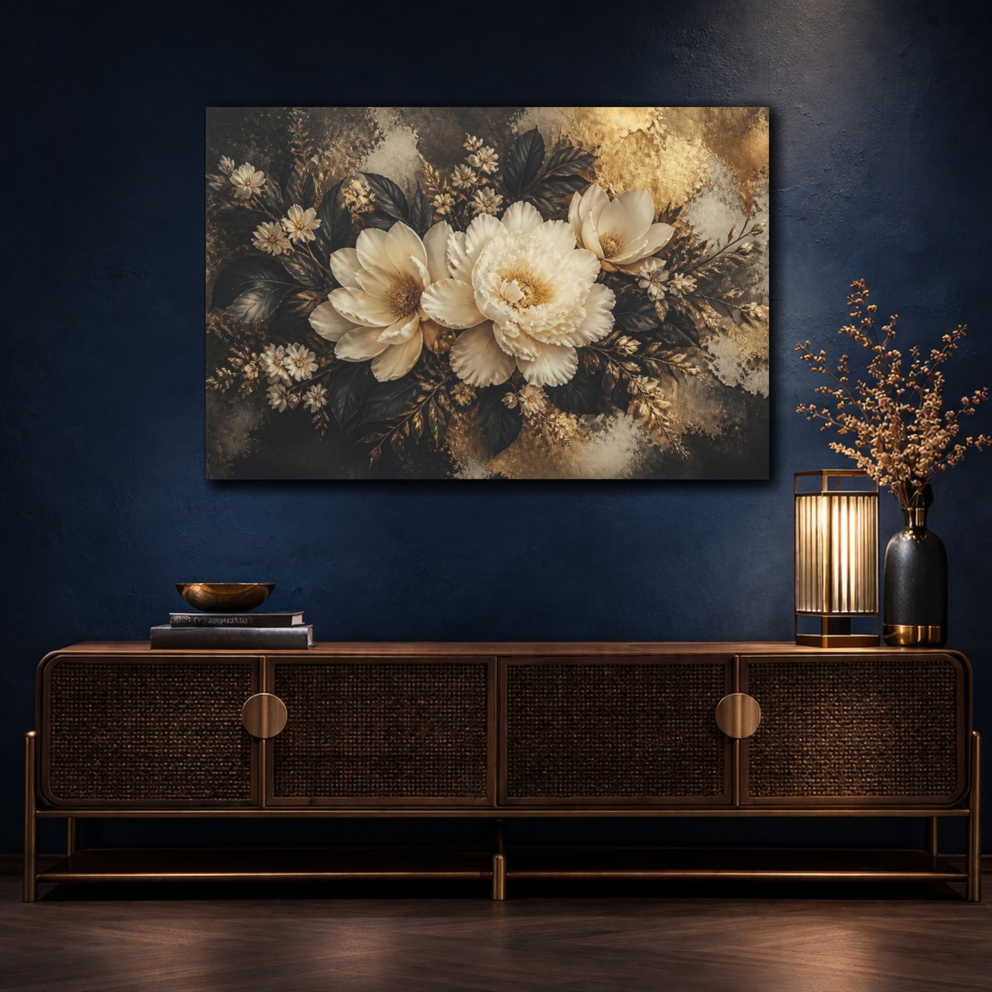 Mockup 4. Luxe Ivory Peony Bouquet shown as canvas print