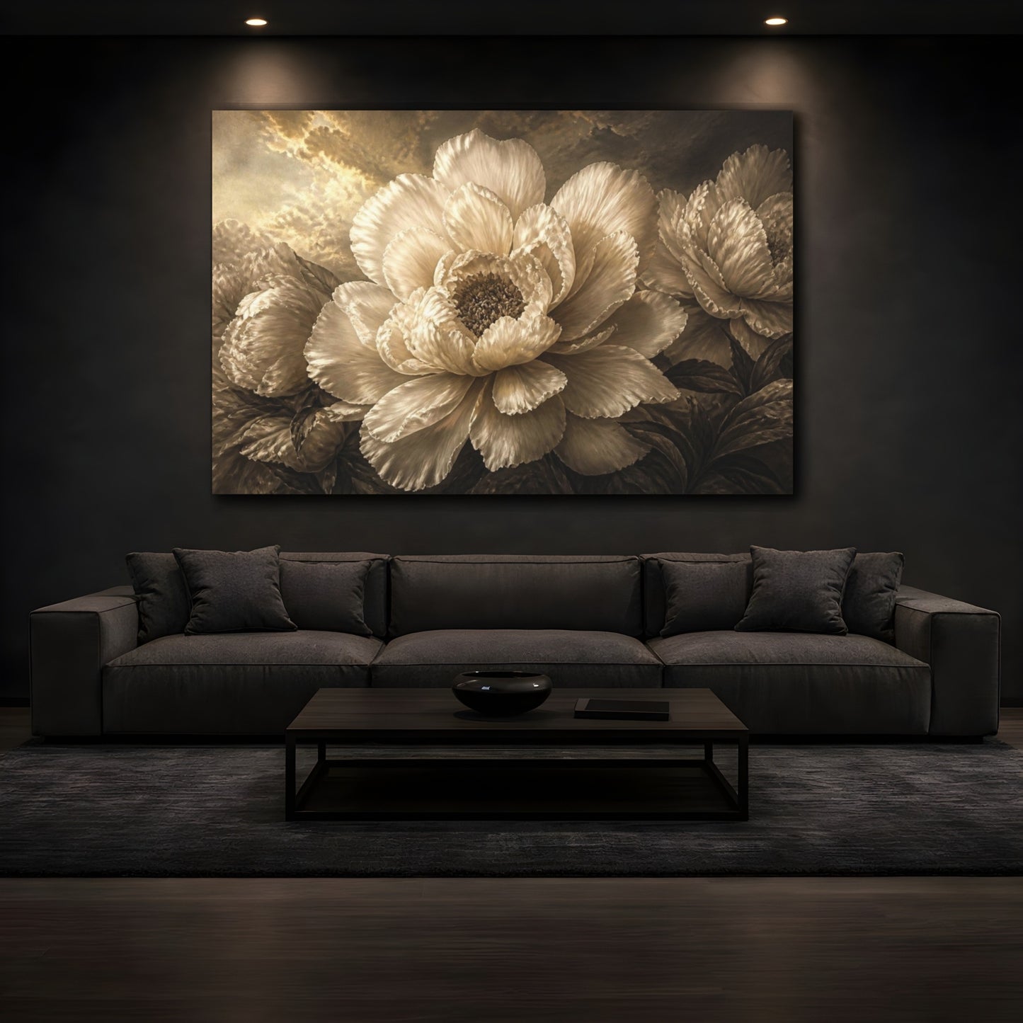 Mockup 3. Luxe Peony Sculpture shown as canvas print