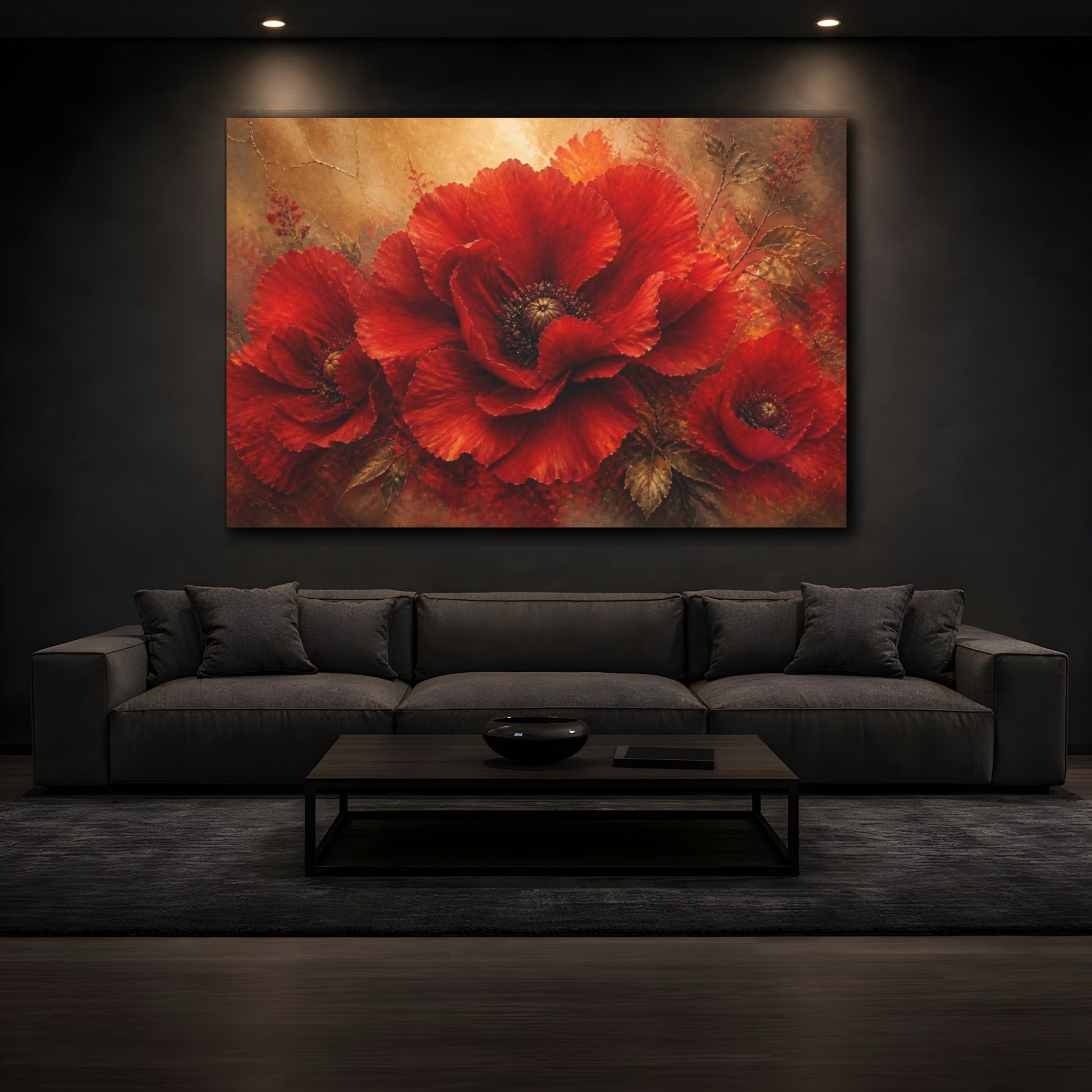 Mockup 3. Luxe Scarlet Poppy shown as canvas print